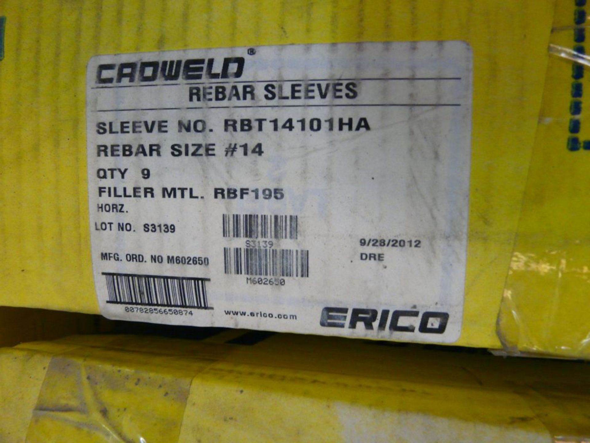 Lot of (9) Boxes of Assorted Rebar Sleeves | (8) Boxes of (9) Croweld Rebar Sleeves, Part No. - Image 5 of 6