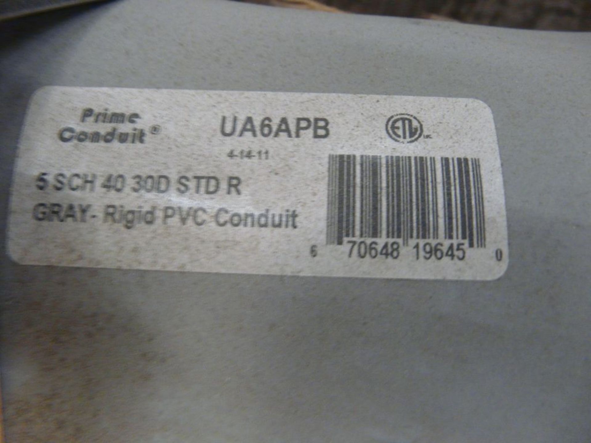 Lot of (14) Ridgid Gray PVC Conduit Pieces | Part No. 5 SCH 40 30D STD R; UA6APB - Image 3 of 4