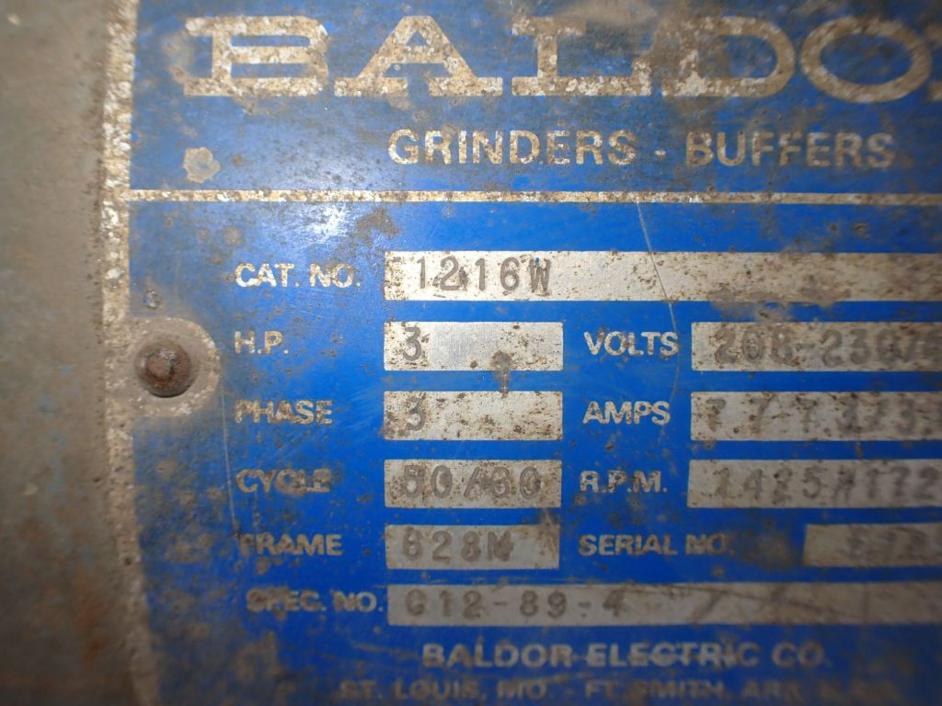 Baldor Grindust Buffers | Cat No. 1316M; 3 HP; 208-230V; 1425 RPM; Frame: 628N; 3PH - Image 6 of 7