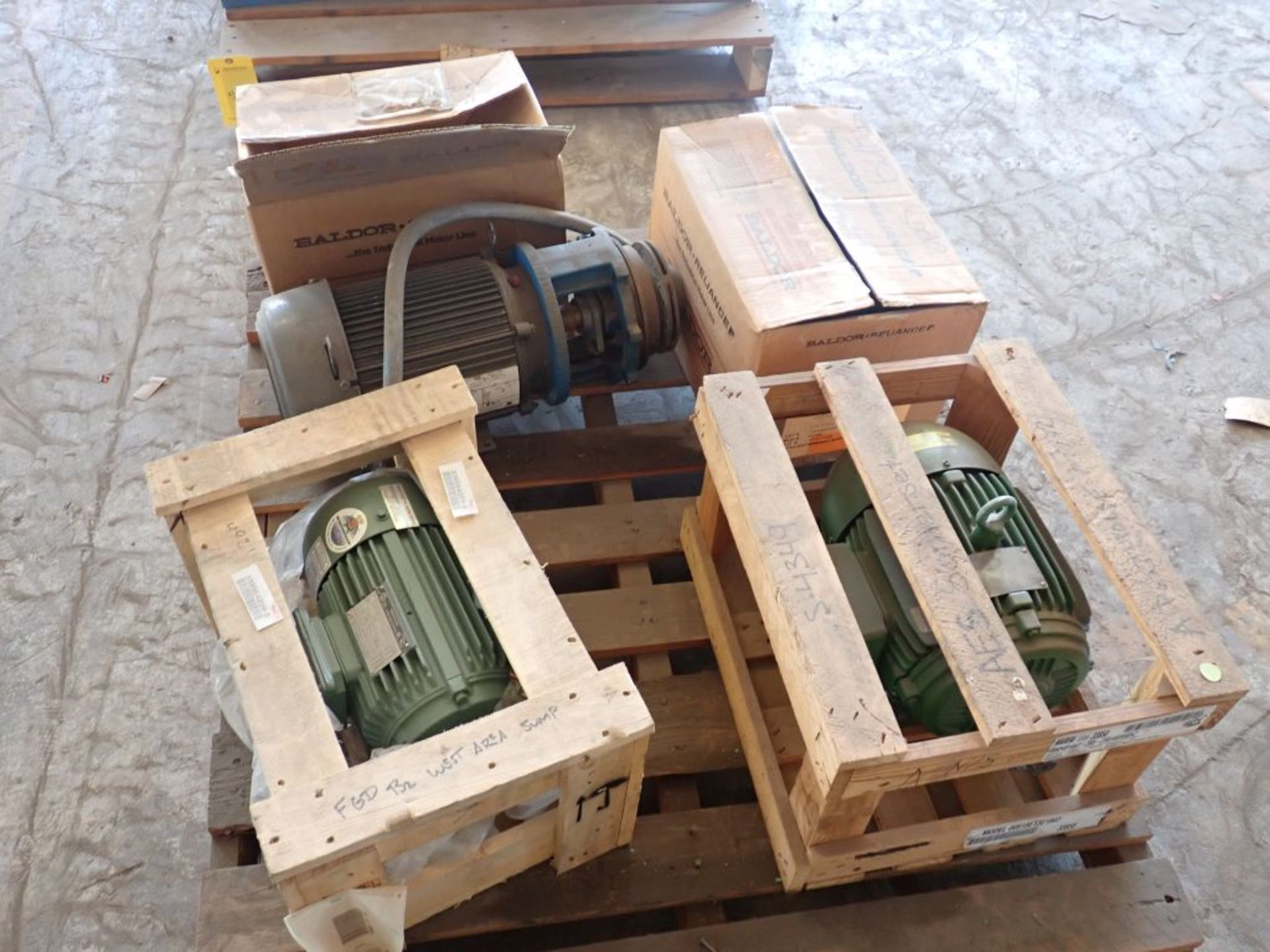 Lot of (5) Assorted Motors | (1) Worldwide Induction 2 HP Motor, Model No. PEWW32-18-145T, 2 HP,