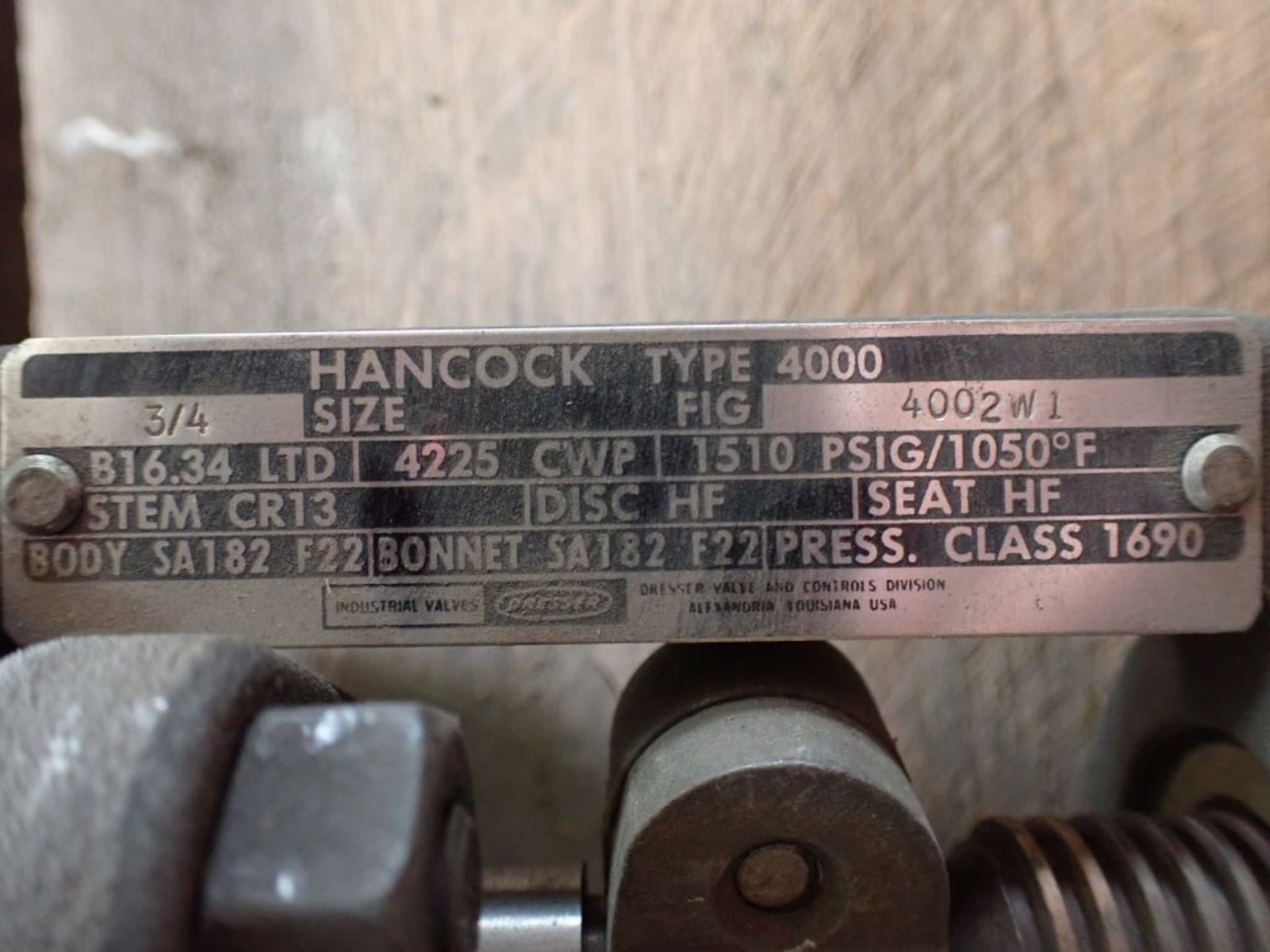 Lot of (3) Dresser Hancock Industrial Valves | (2) Type: 4000, Fig No. 4002 W1; (1) Type: 4000, - Image 11 of 15