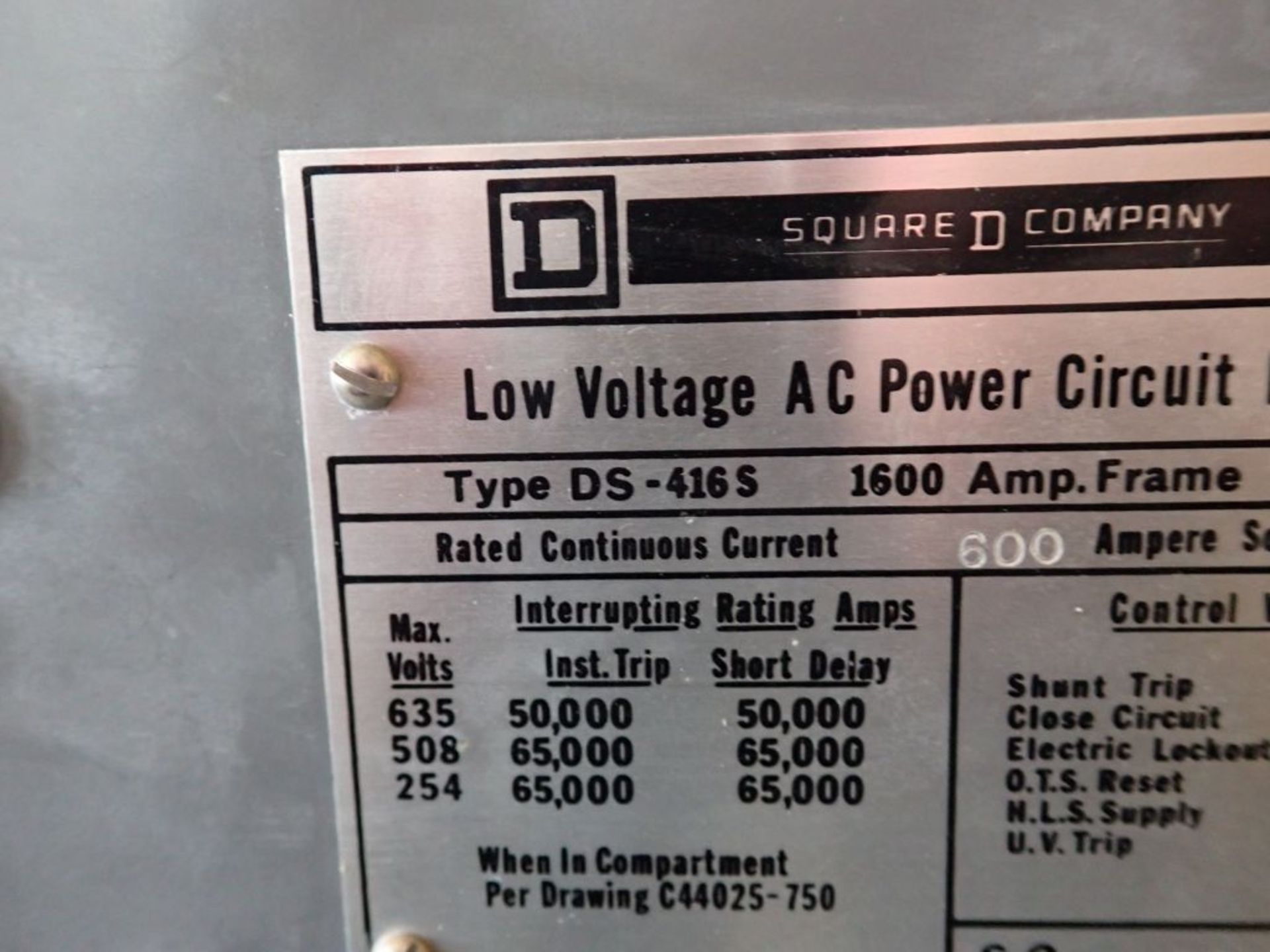 Lot of (4) Square D Low Voltage Circuit Breakers | Type: DS-416S; 1600A; 635V; 3P - Image 16 of 18