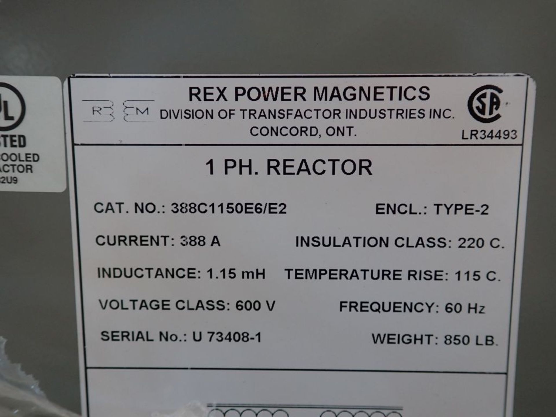 Rex Power Magnetics Reactor | Cat No. 388C1150E6/E2; 600V; 1PH - Image 4 of 4