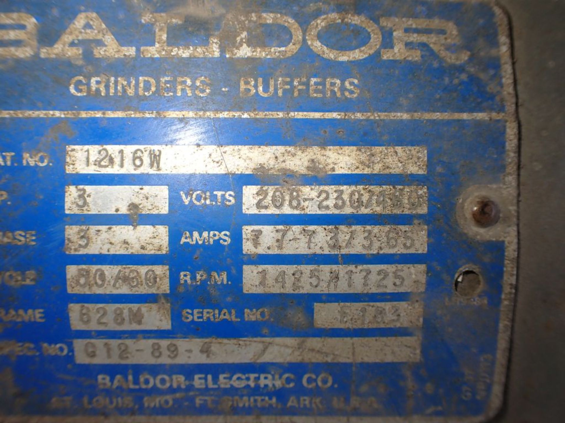 Baldor Grindust Buffers | Cat No. 1316M; 3 HP; 208-230V; 1425 RPM; Frame: 628N; 3PH - Image 7 of 7