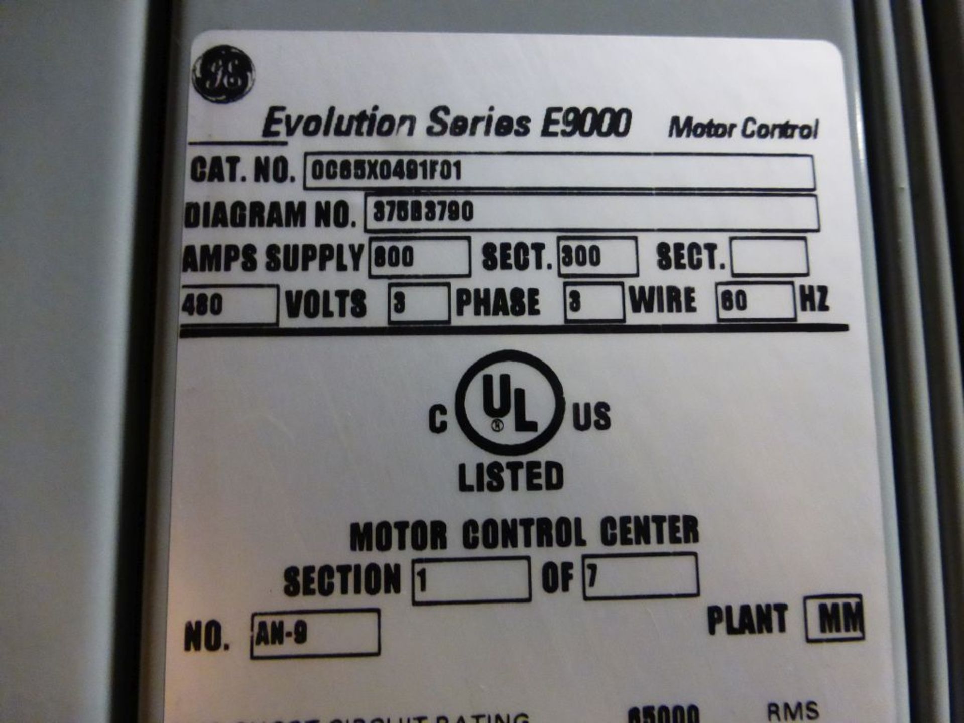GE Evolution Series E 9000 Motor Control Center | Cat No. OC65X049/F01; 800A; Includes:; (2) 25 HP - Image 3 of 30