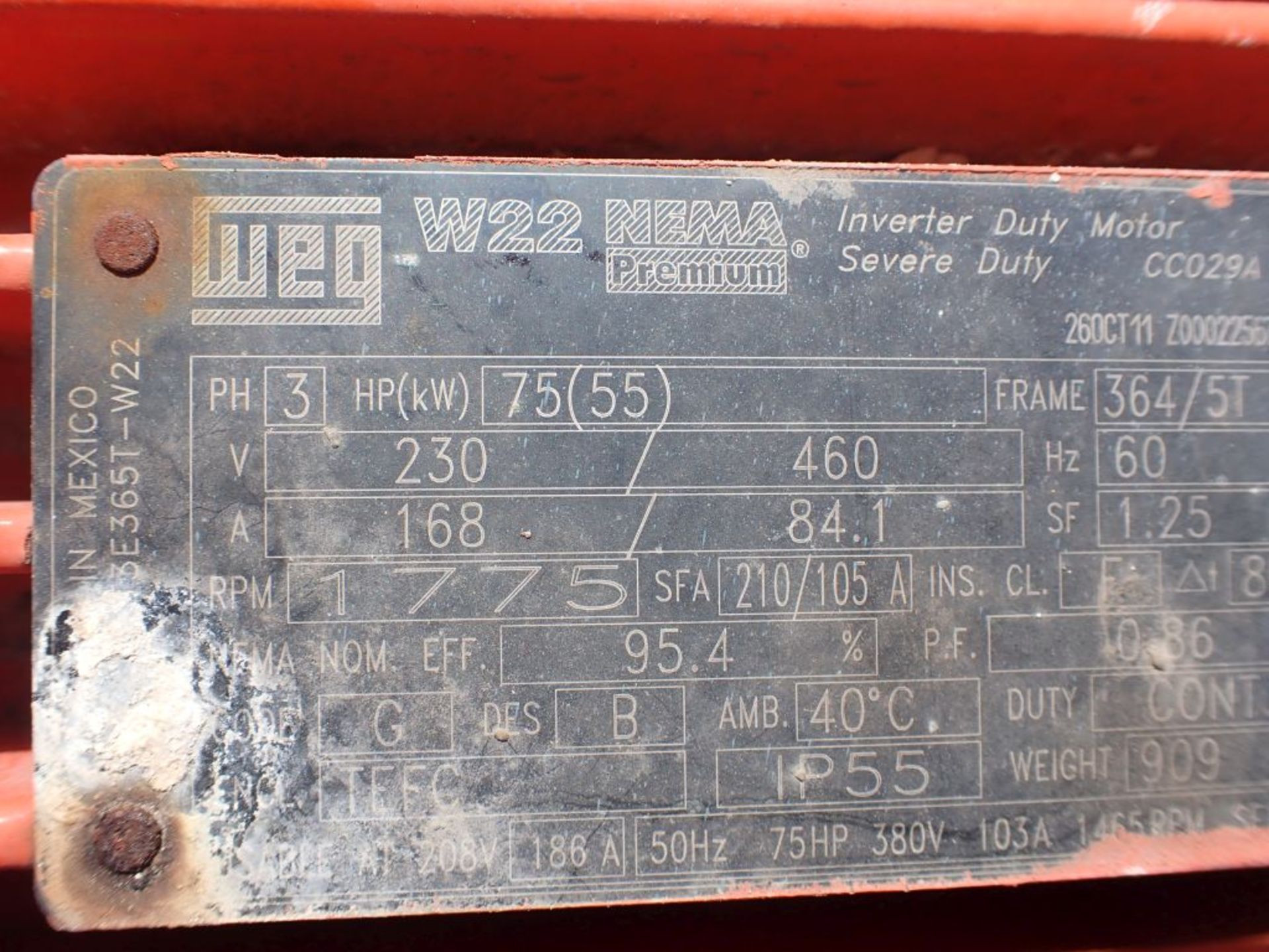 Godwin Dry Prime Pump | Type: 3D 300 M; Includes:; WEG 75 HP Motor, Model No. TE1BFOXON; 75 HP; - Image 10 of 11