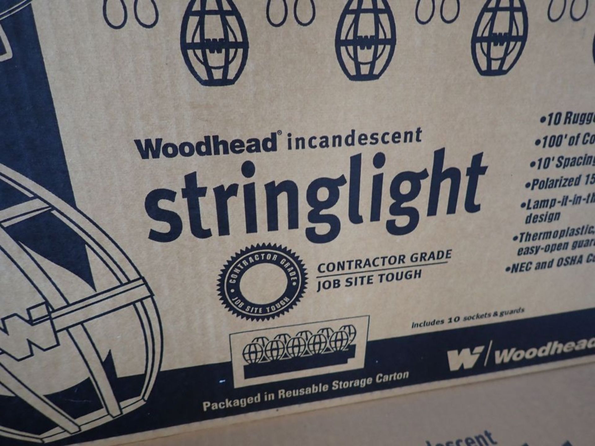 Lot of (8) Woodhead Incandescent String Lights | Cat No. 302SRL; 10-Sockets; 100'; Yellow - Image 5 of 15
