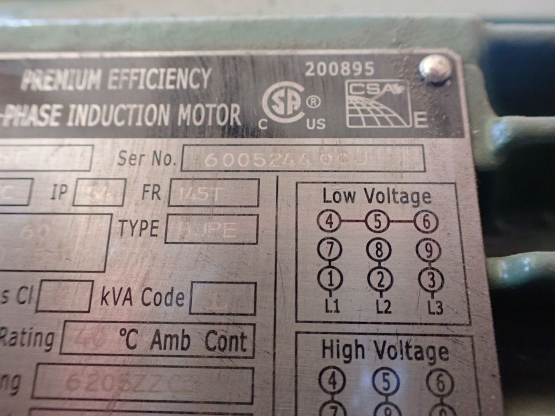 Lot of (5) Assorted Motors | (1) Worldwide Induction 2 HP Motor, Model No. PEWW32-18-145T, 2 HP, - Image 10 of 14