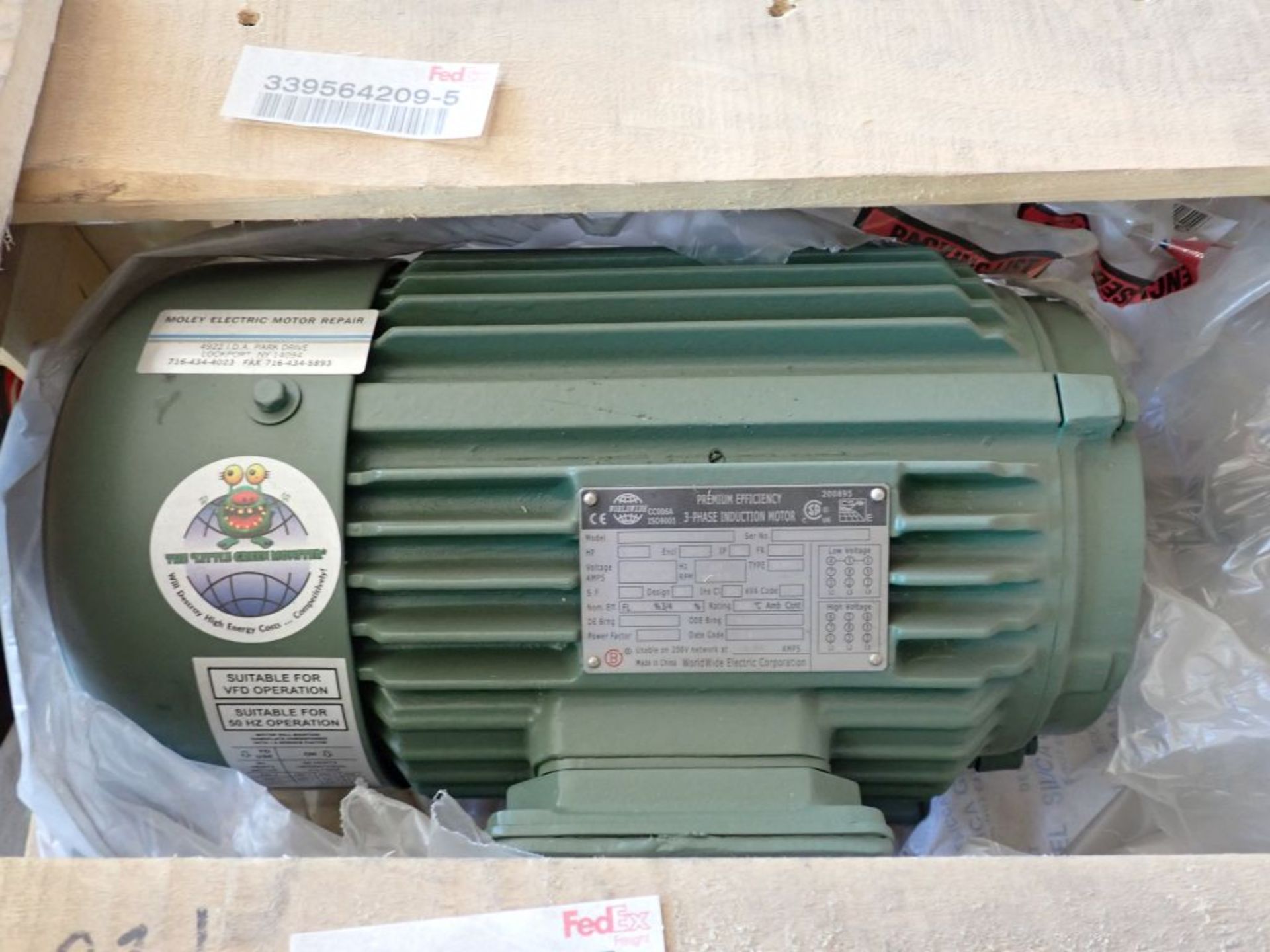 Lot of (5) Assorted Motors | (1) Worldwide Induction 2 HP Motor, Model No. PEWW32-18-145T, 2 HP, - Image 5 of 14