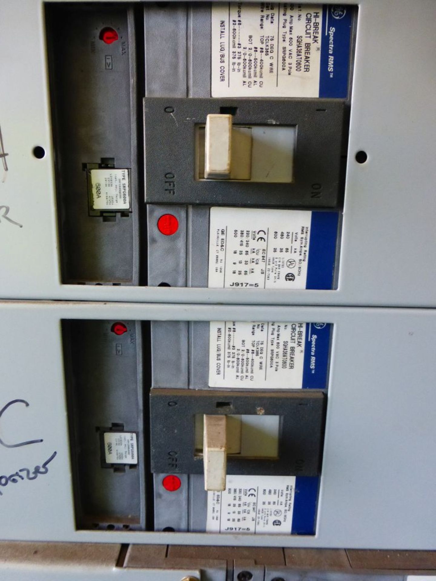 GE Spectra Series Panelboard | Circuit Breakers Include:; (1) 1200A; (3) 100A; (1) 25A; (3) 600A; ( - Image 6 of 13