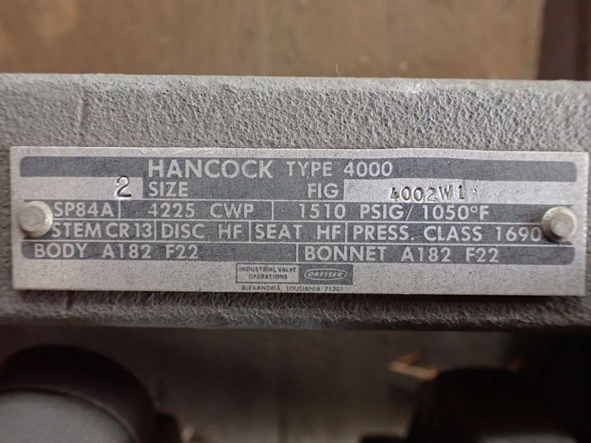 Lot of (3) Dresser Hancock Industrial Valves | (2) Type: 4000, Fig No. 4002 W1; (1) Type: 4000, - Image 6 of 15
