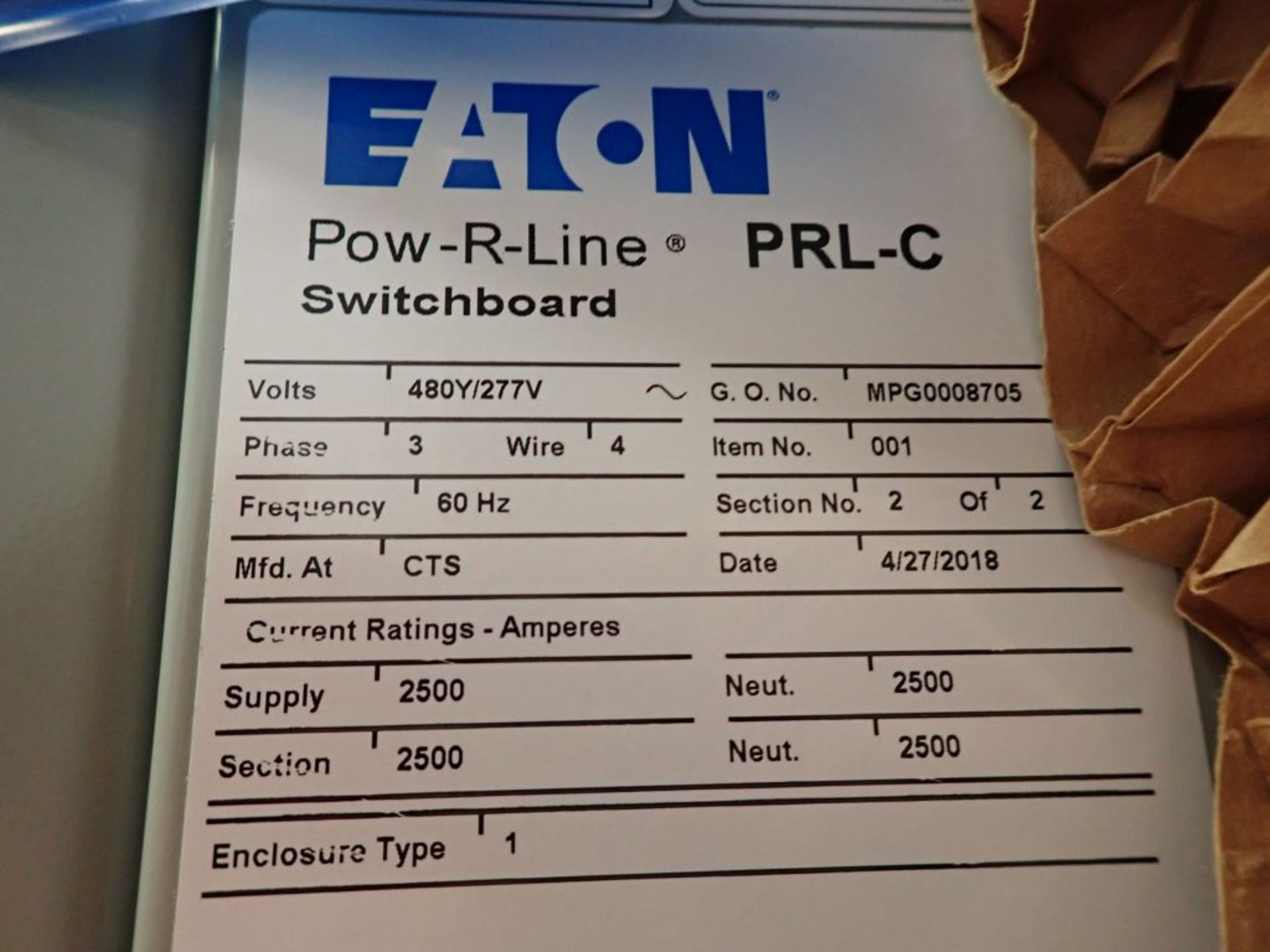 Eaton Transfer Switch | Never Installed; Cat No. ATV9MGB32500XSU; 2500A; 480V; Includes:; (2) Magnum - Image 7 of 7