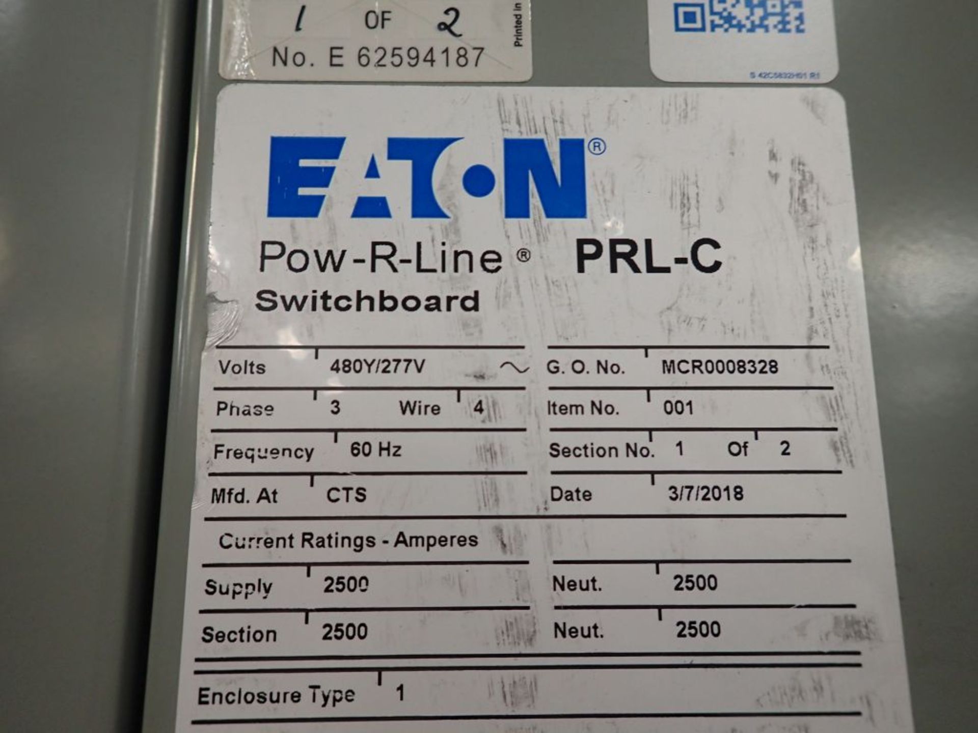 Eaton Pow-R-Line Switchboard | PRL-C; 480V/277V; 2500A; 3 PH - Image 7 of 8