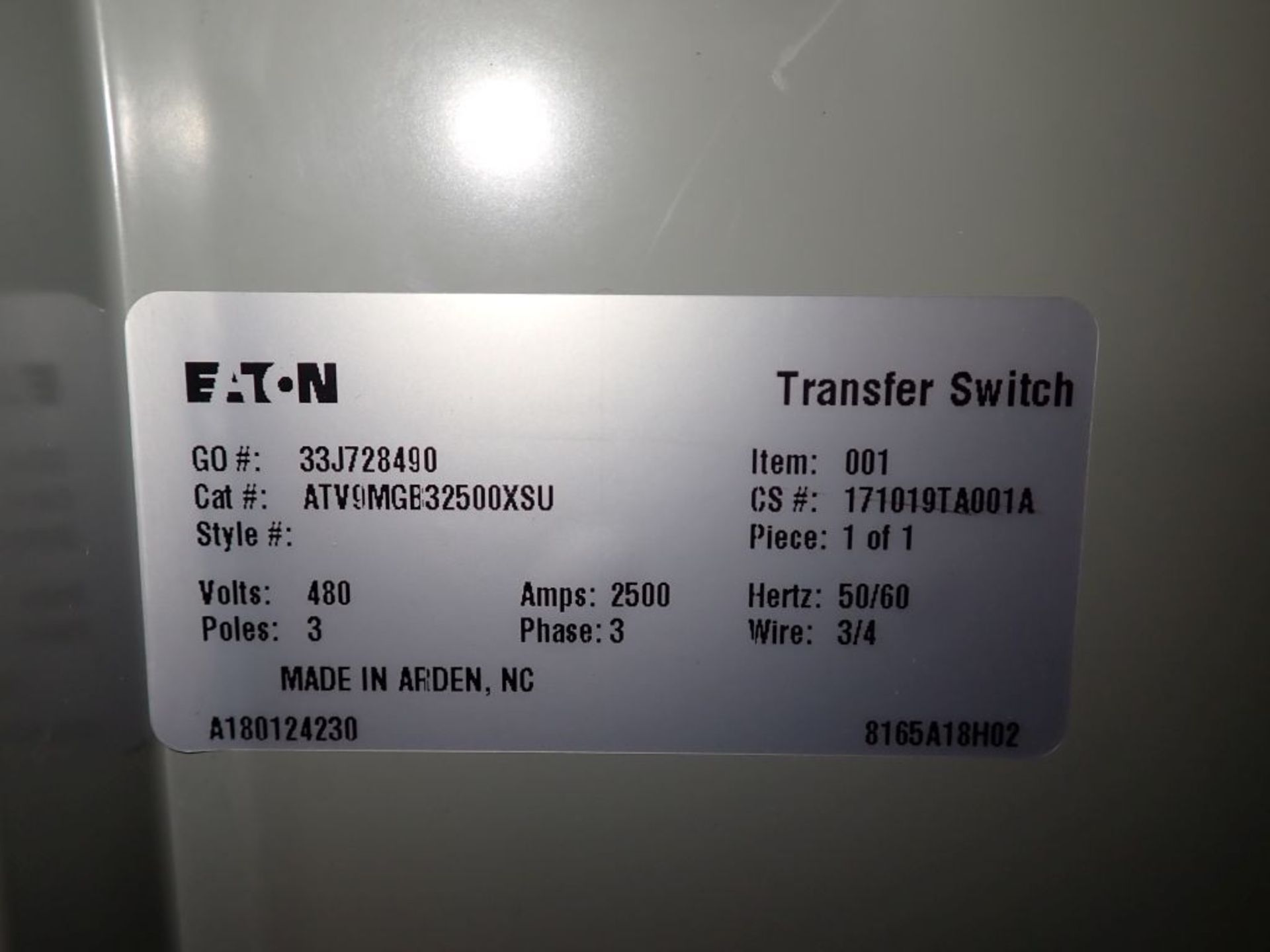 Eaton Transfer Switch | Cat No. ATV9MGB32500XSU; 480V; 3 PH; 2500A; (2) Eaton Magnum DS Circuit - Image 38 of 50