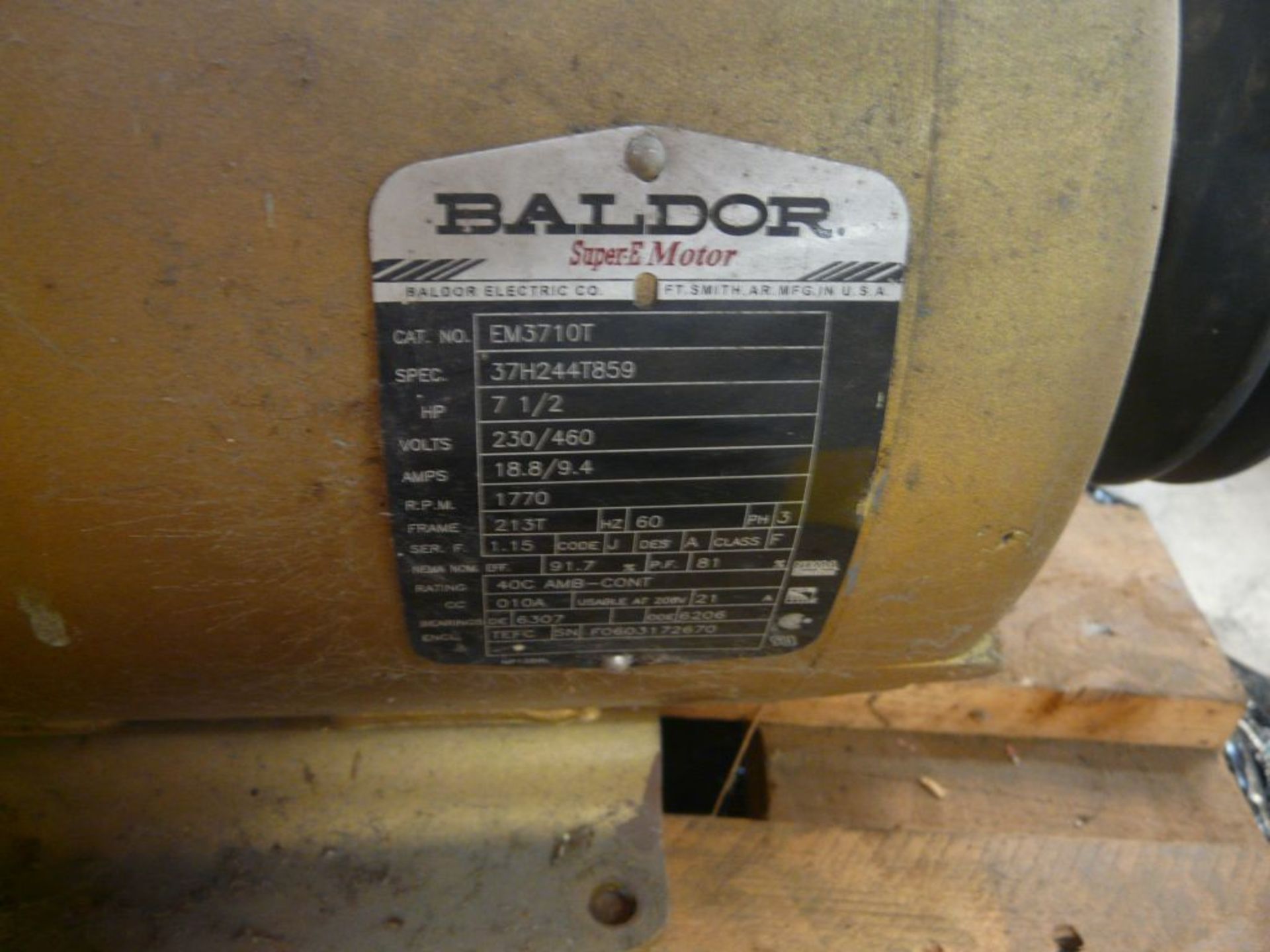Baldor 7.5 HP Super-E Motor - Cat No. EM3710T; 7.5 HP; 230/460V; 1770 RPM; Frame: 213T; 3PH - Image 5 of 5