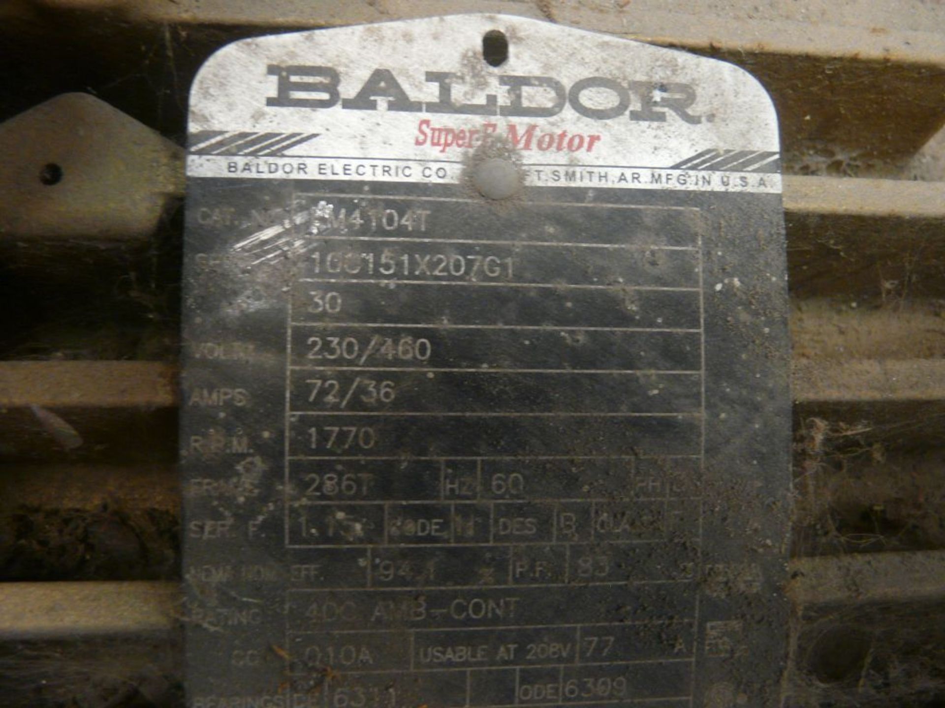 Baldor 30 HP Super-E Motor - Cat No. EM4104T; 30 HP; 460V; 1770 RPM; 3PH; Frame: 286T - Image 7 of 7