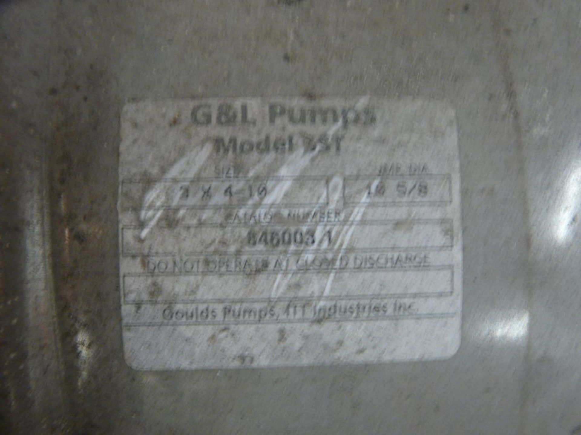 G&L Pumps Model SST Pump - Model No. SST; Cat No. 845003.1; Size: 3 x 4-10; Imp Diameter: 10-5/8; - Image 5 of 5