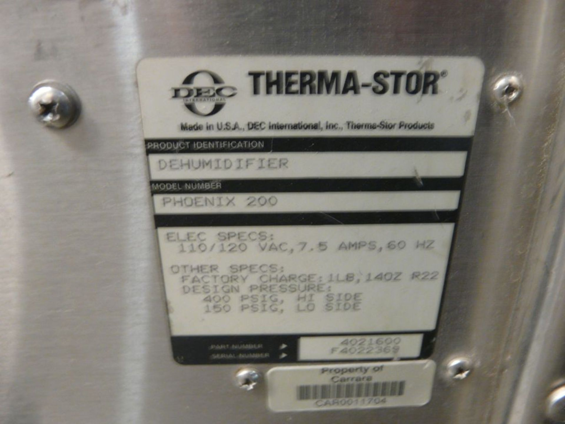 Phoenix 200 Max Dehumidifier - 7.5A; 120V; Tag: 215002 - Image 4 of 5