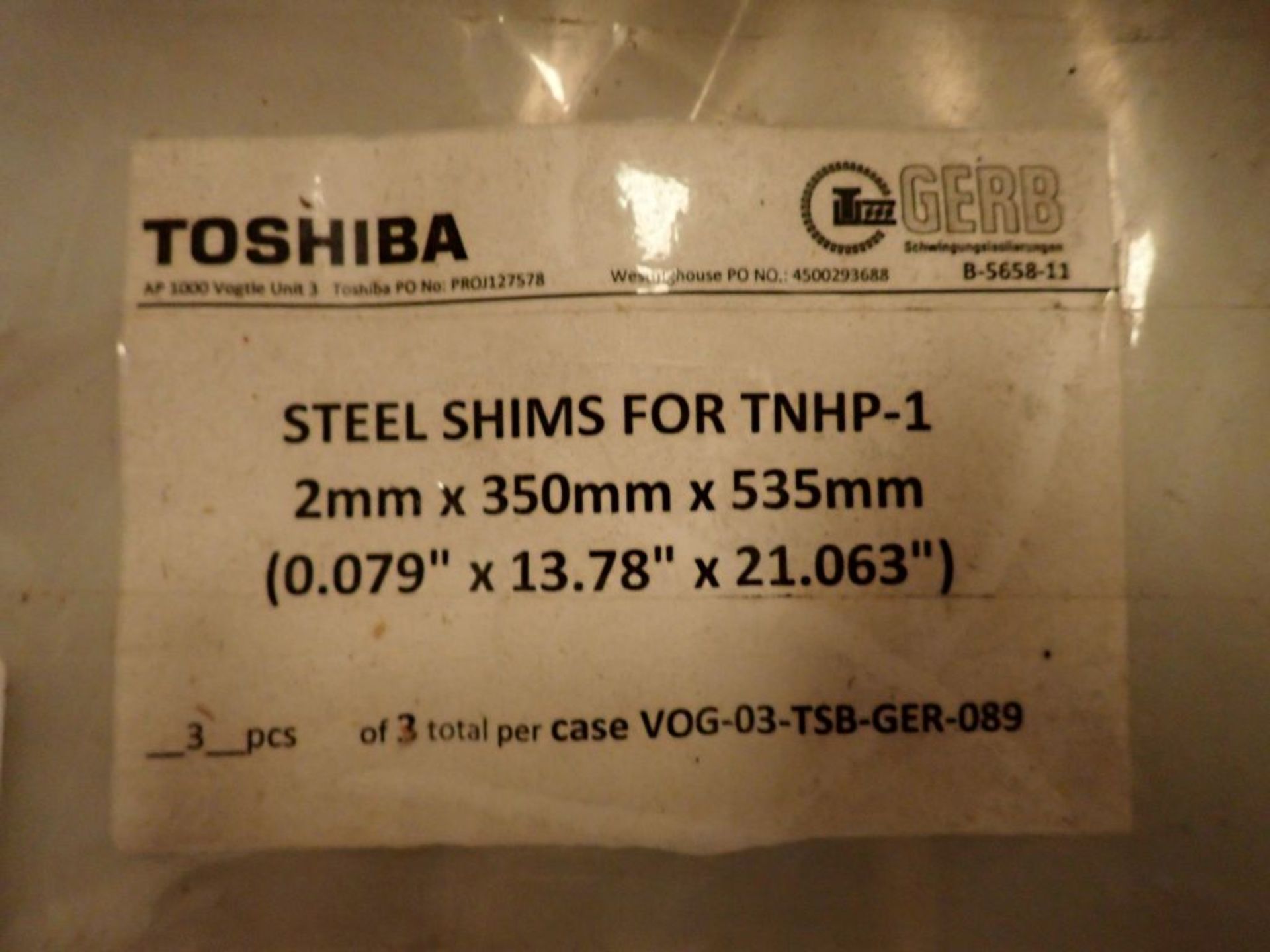 Toshiba Steel Shims for TNHP-1 - 2mm x 350mm x 535mm; Tag: 215088 - Image 4 of 7