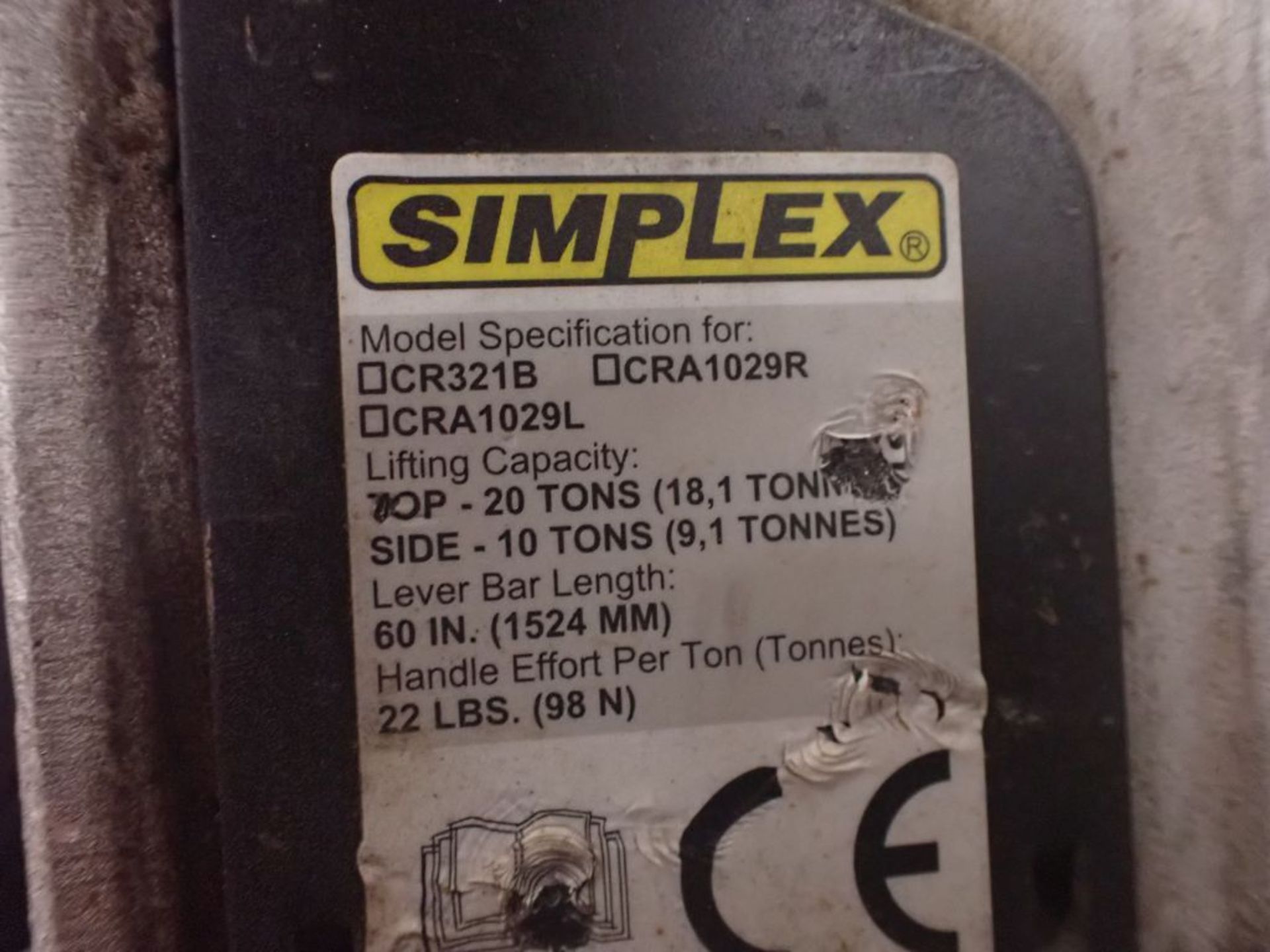 Lot of (5) Simplex 10 Ton Reel Jack - Cat No. A1029; Tag: 215343 - Image 17 of 19