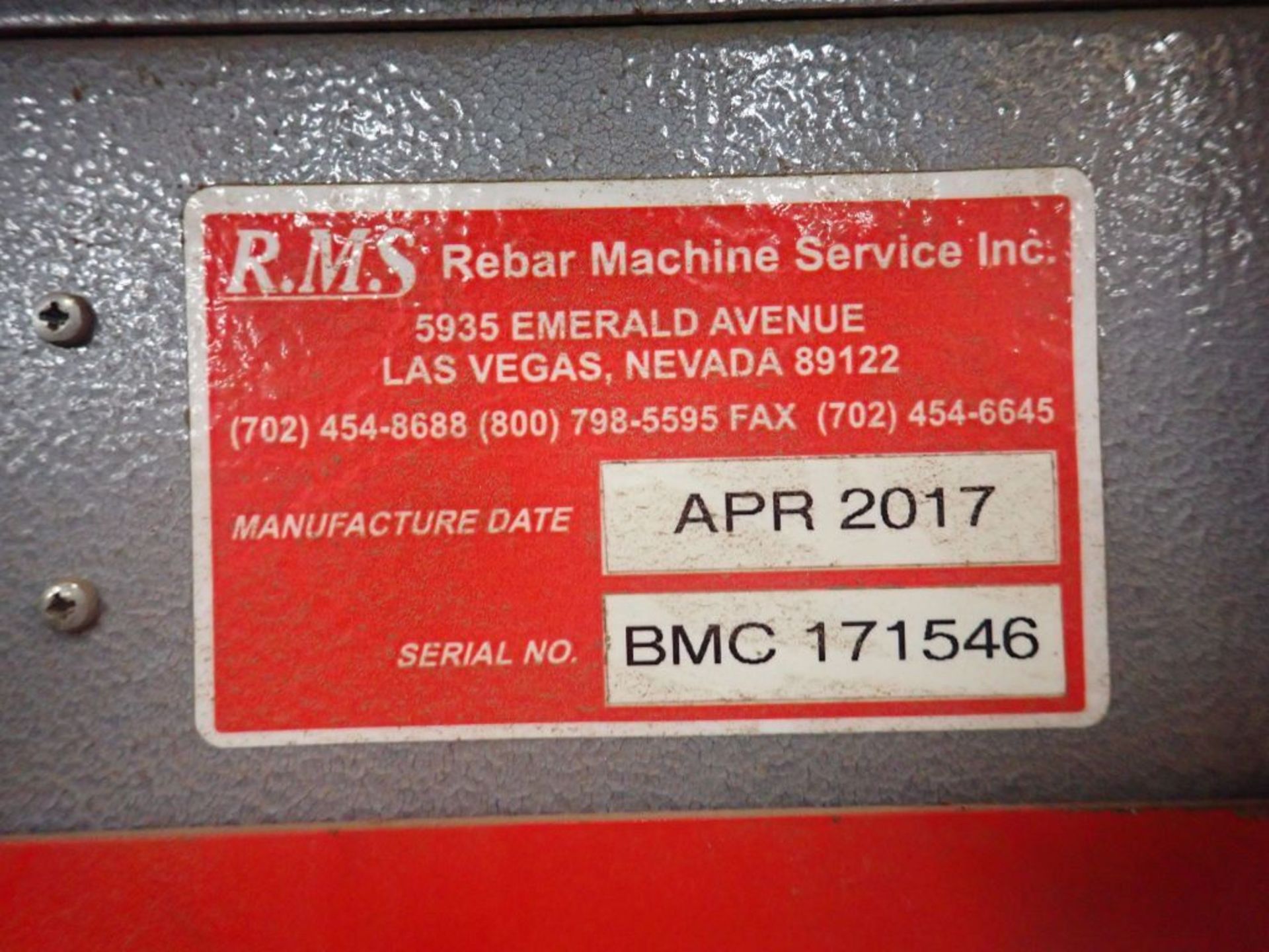 Rebar Bender Machine - Serial No. 14/18B480-078; 480V; Tag: 215419 - Image 6 of 15