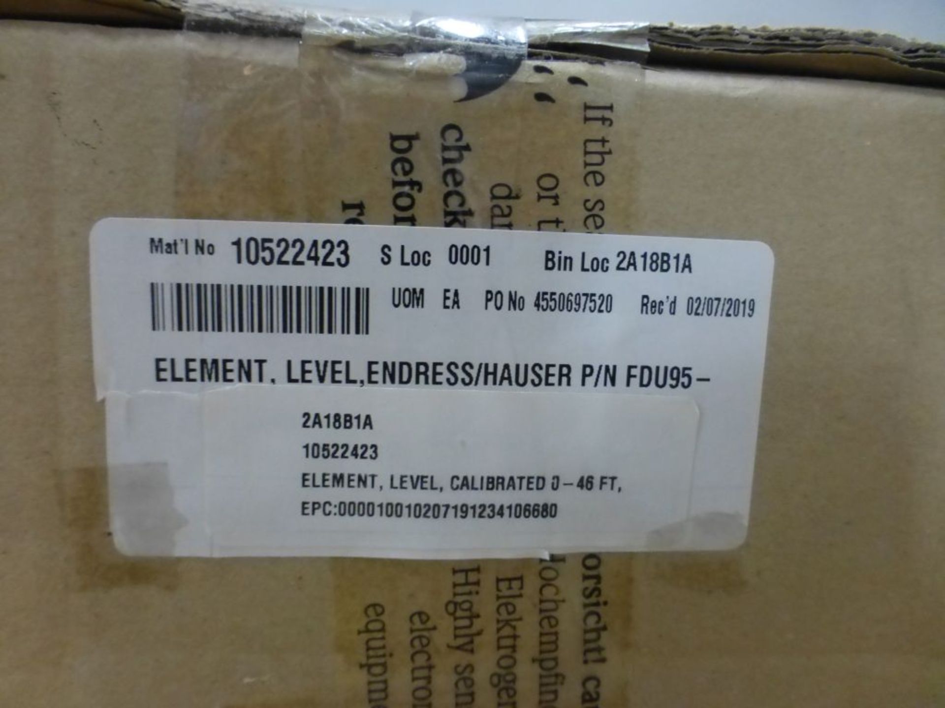 Endress Hauser Level Element - Part No. FDU95; 0-46' Range; Tag: 216181 - Image 2 of 4