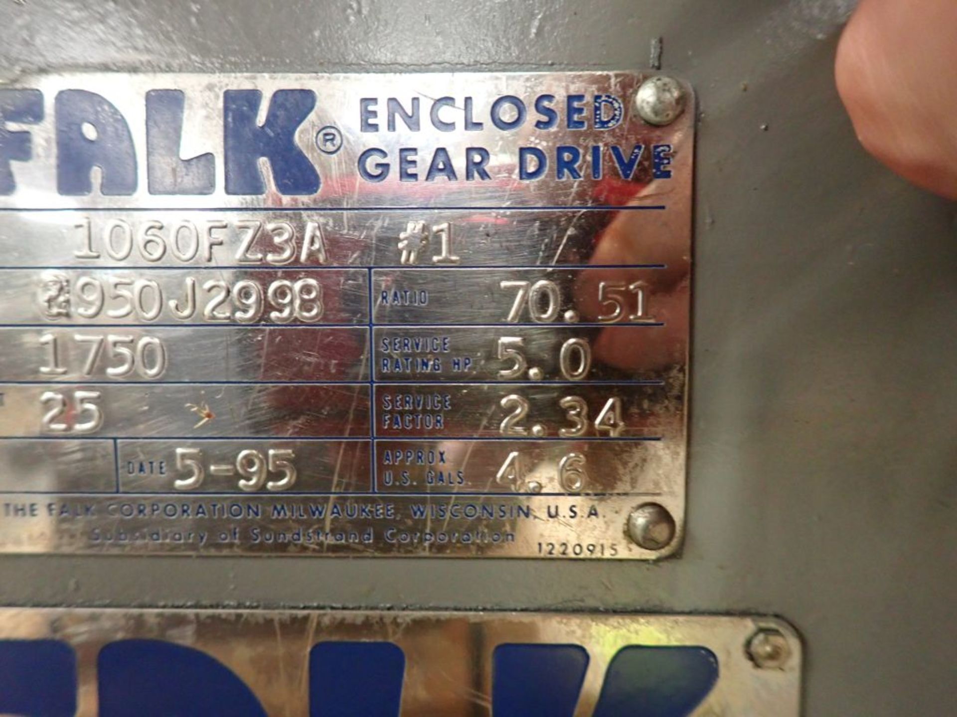 Falk Enclosed Gear Drive - Model No. 1060F23A; 70.51 Ratio; Tag: 215727 - Image 14 of 14