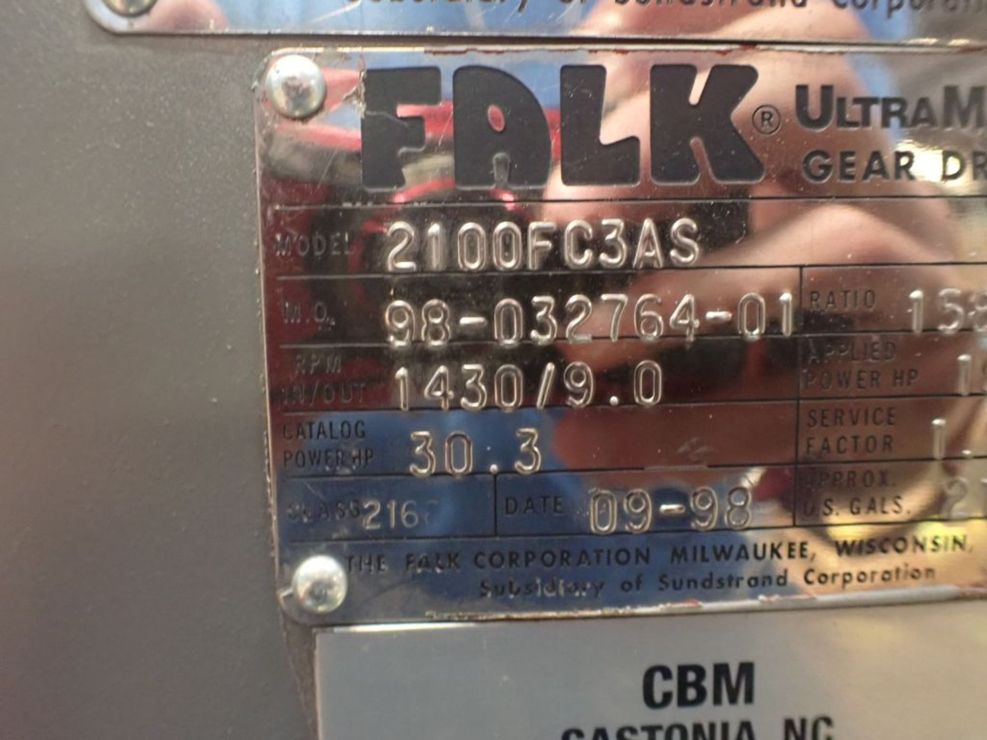 Falk Ultramax Gear Drive - Model No. 2100FC3AS; 30.3 HP; 158.4 Ratio; Tag: 215650 - Image 6 of 9