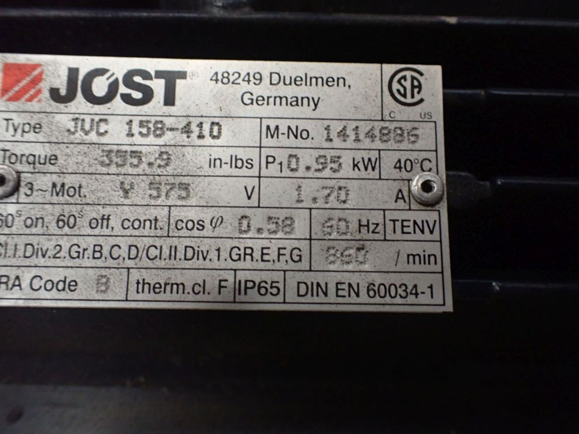 Jost Motor - Type: JVC 158-410; 575V; Tag: 215712 - Image 5 of 5