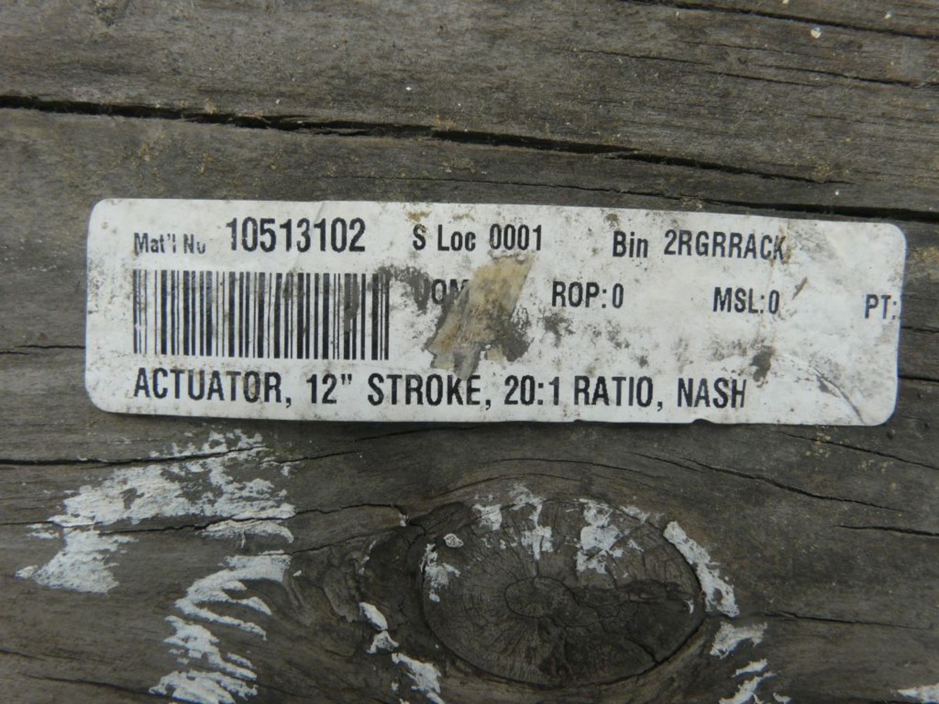 Nash 12" Stroke Actuator - 20:1 Ratio; Tag: 216367 - Image 5 of 8