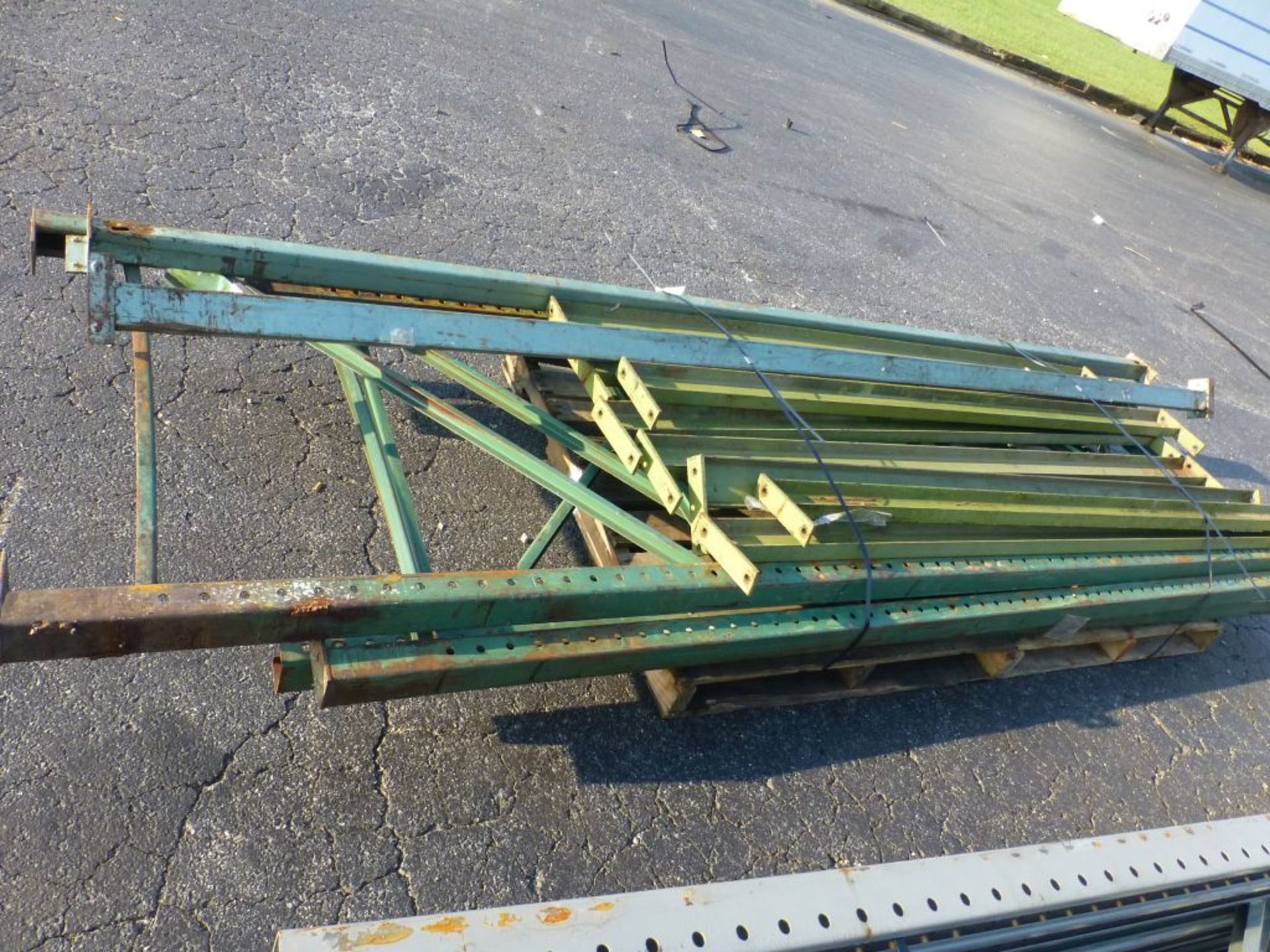 Lot of (13) Assorted Pallet Racking - (3) Upright 137" x 44"; (2) Beams 12'; (8) Beams 87"; Tag: - Image 3 of 4