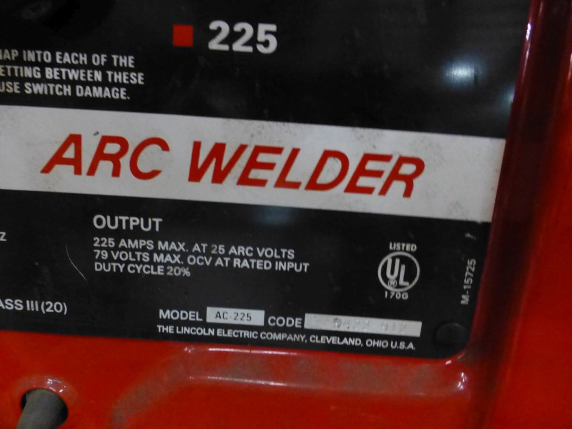 Lincoln AC-225 Arc Welder - 220V Single Phase; Tag: 218512 - Image 5 of 7
