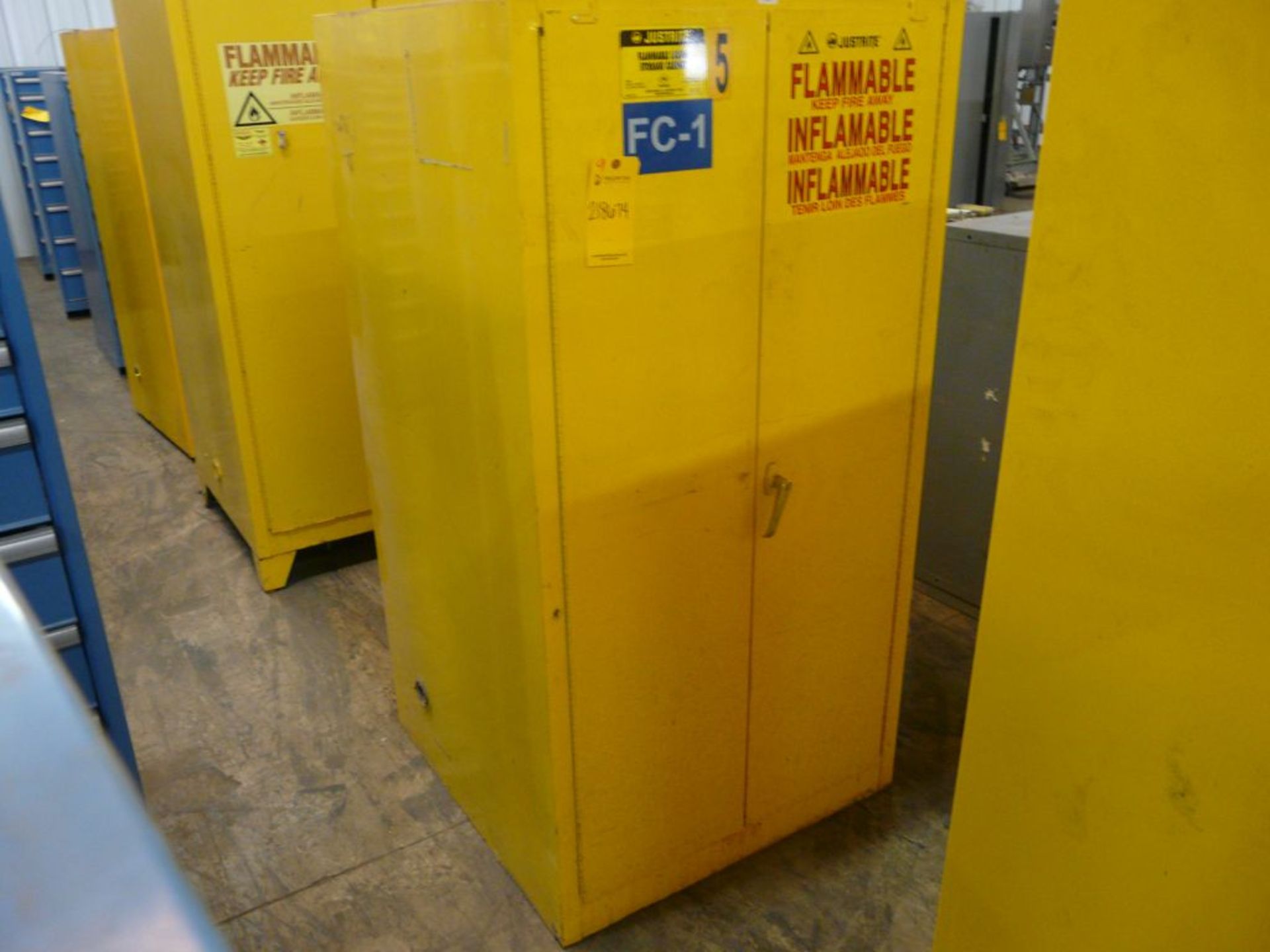 Justrite Flammable Liquid Storage Cabinet - Model No. 25602; 34" x 34" 65"H; 60-Gallon Capacity; 4-