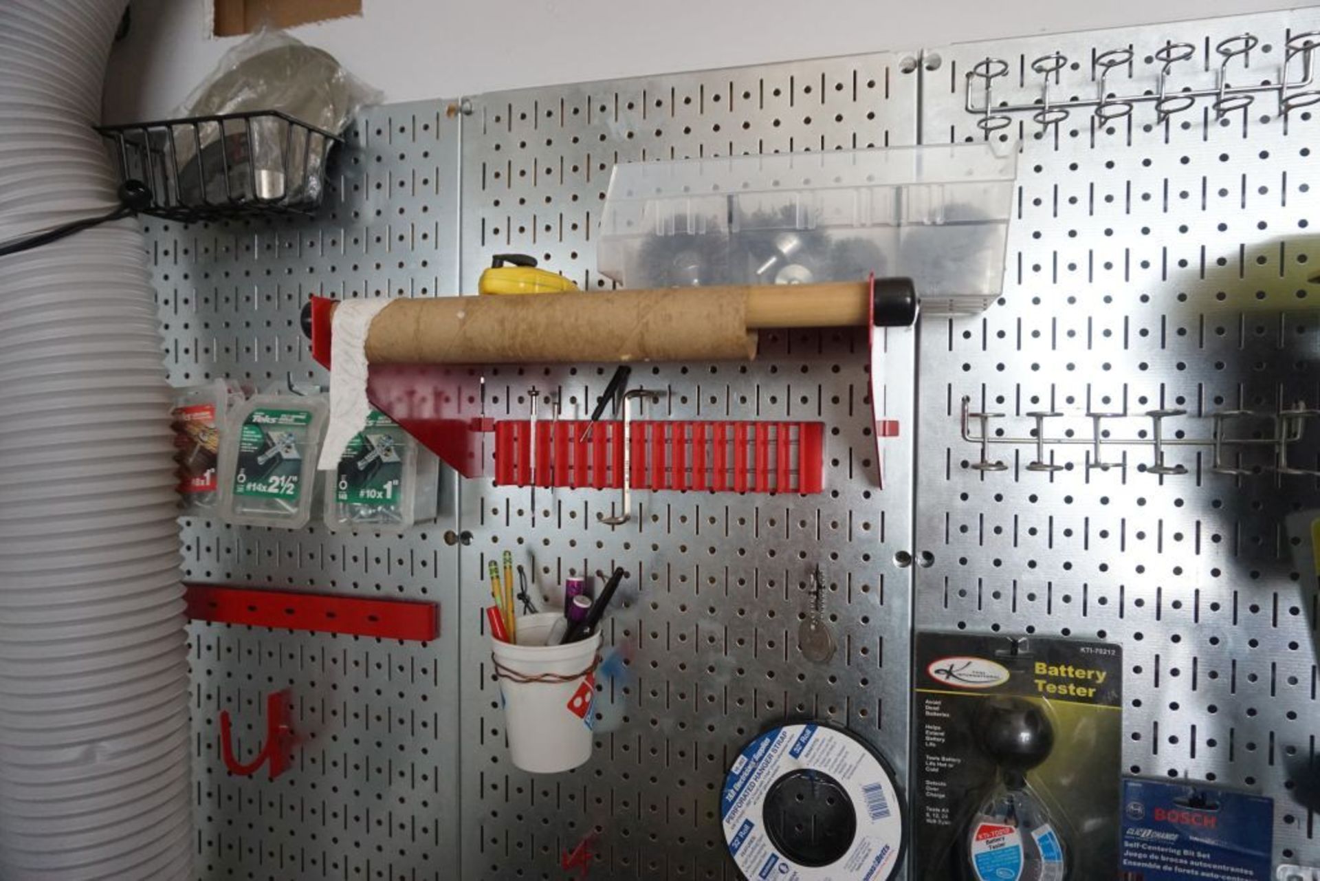 Lot of (5) Assorted Components|(2) Pegboards w/Contents; (1) Shelf; (1) Set of Bins; (1) Wall - Image 6 of 7