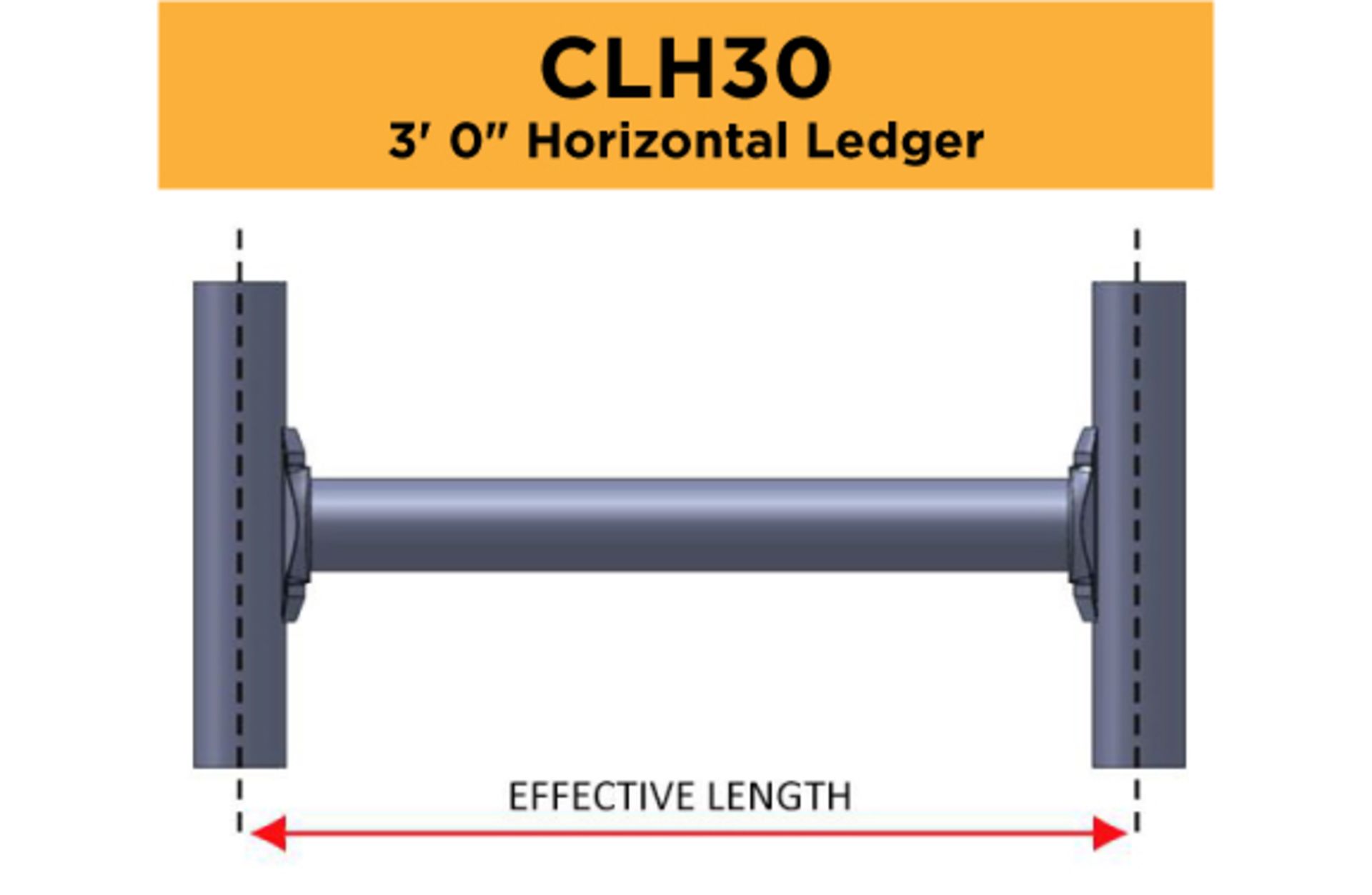 Lot of (500) 3' 0" Horizontal Ledger - Bay Length 35.4" (0.9M); Type: CLH30 - (3.33) Racks Per Lot -