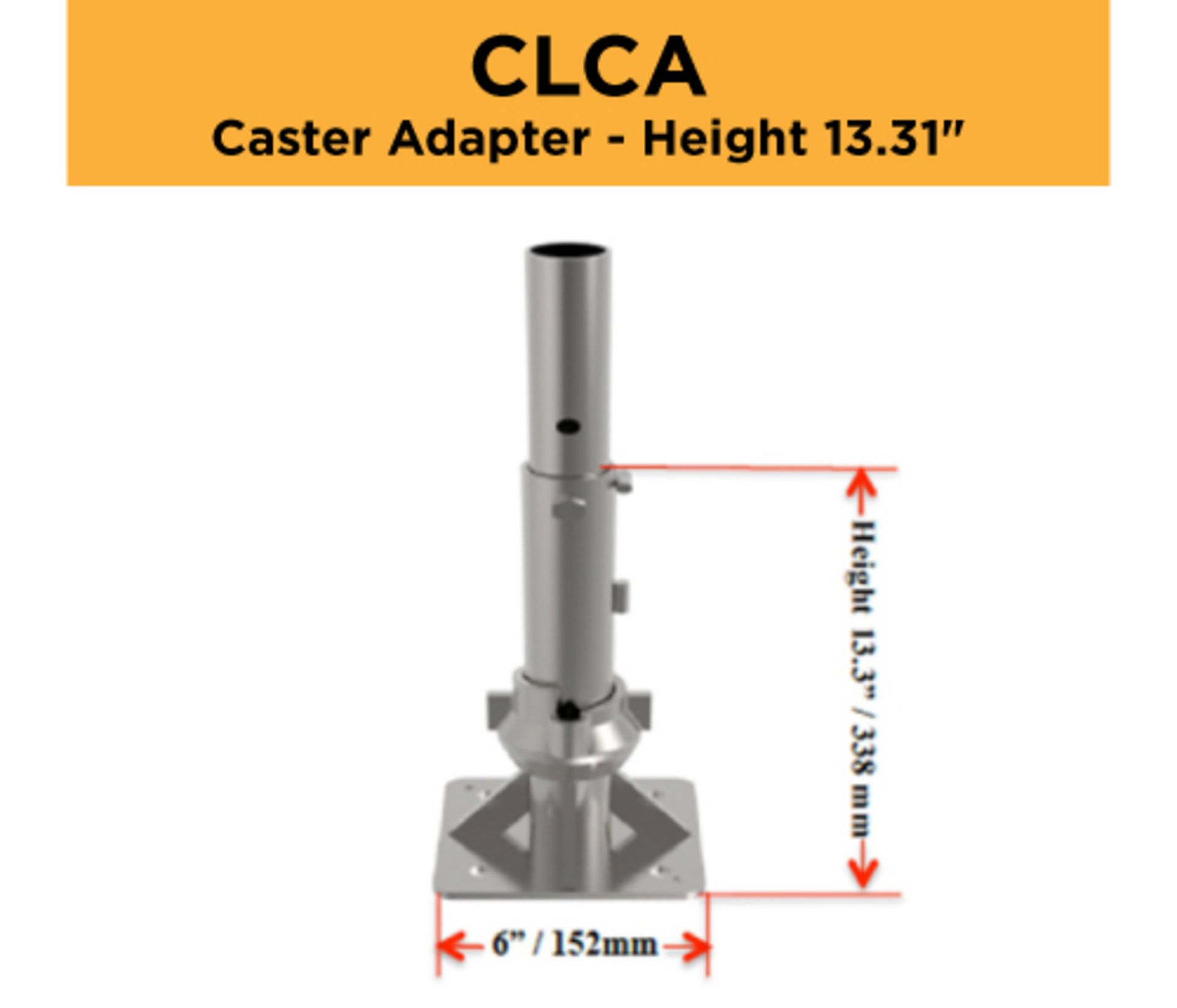 Lot of (600) Caster Adapter - Height 13.31"; Type: CLCA - (3) Racks Per Lot - Approximate Weight: