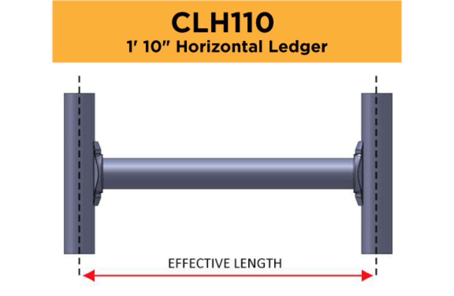 Lot of (400) 1' 10" Horizontal Ledger - Bay Length 22" (0.56M); Type: CLH110 - (1) Racks Per Lot -