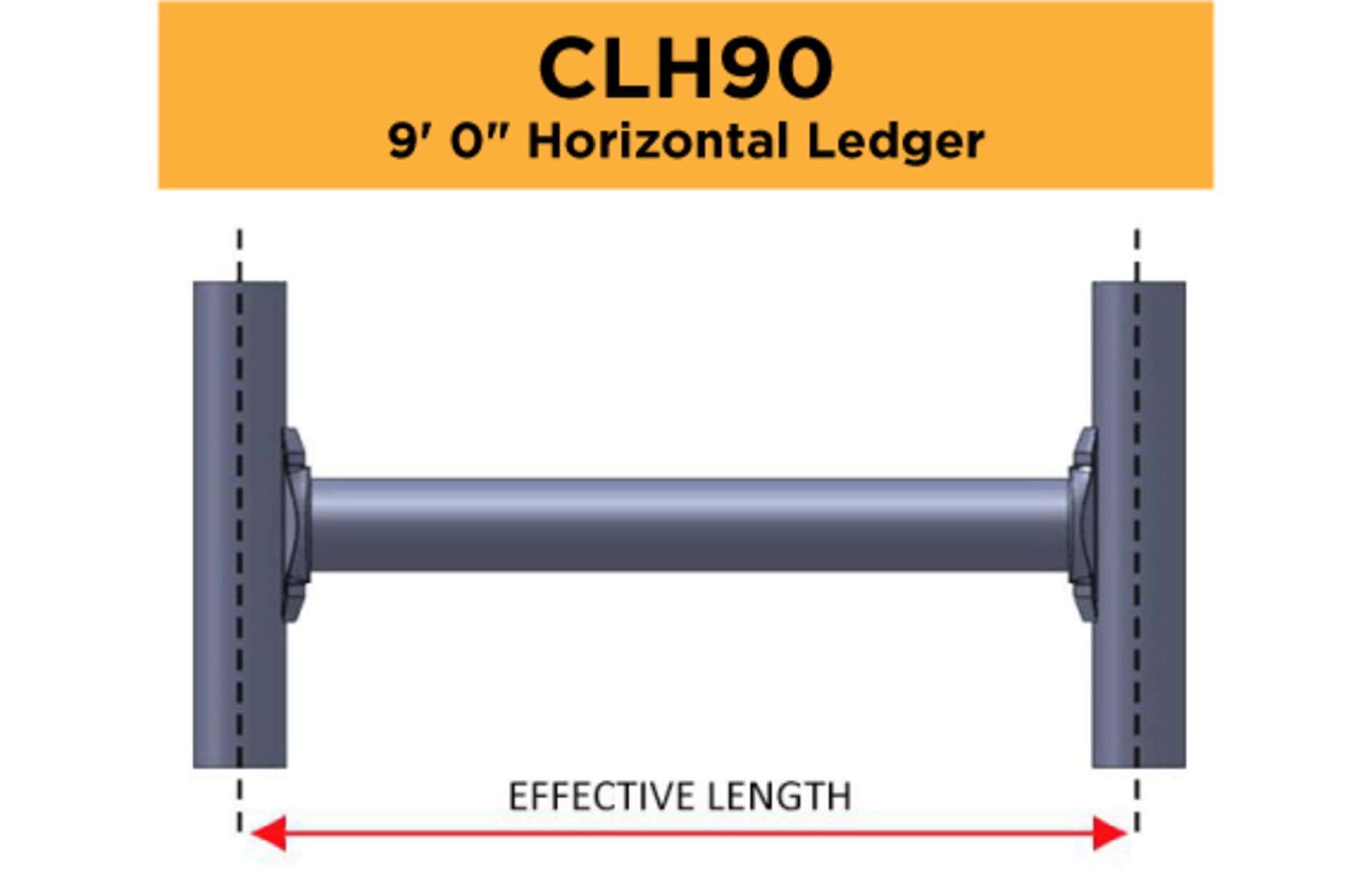 Lot of (300) 9' 0" Horizontal Ledger - Bay Length 108" (2.74M); Type: CLH90 - (2) Racks Per Lot -