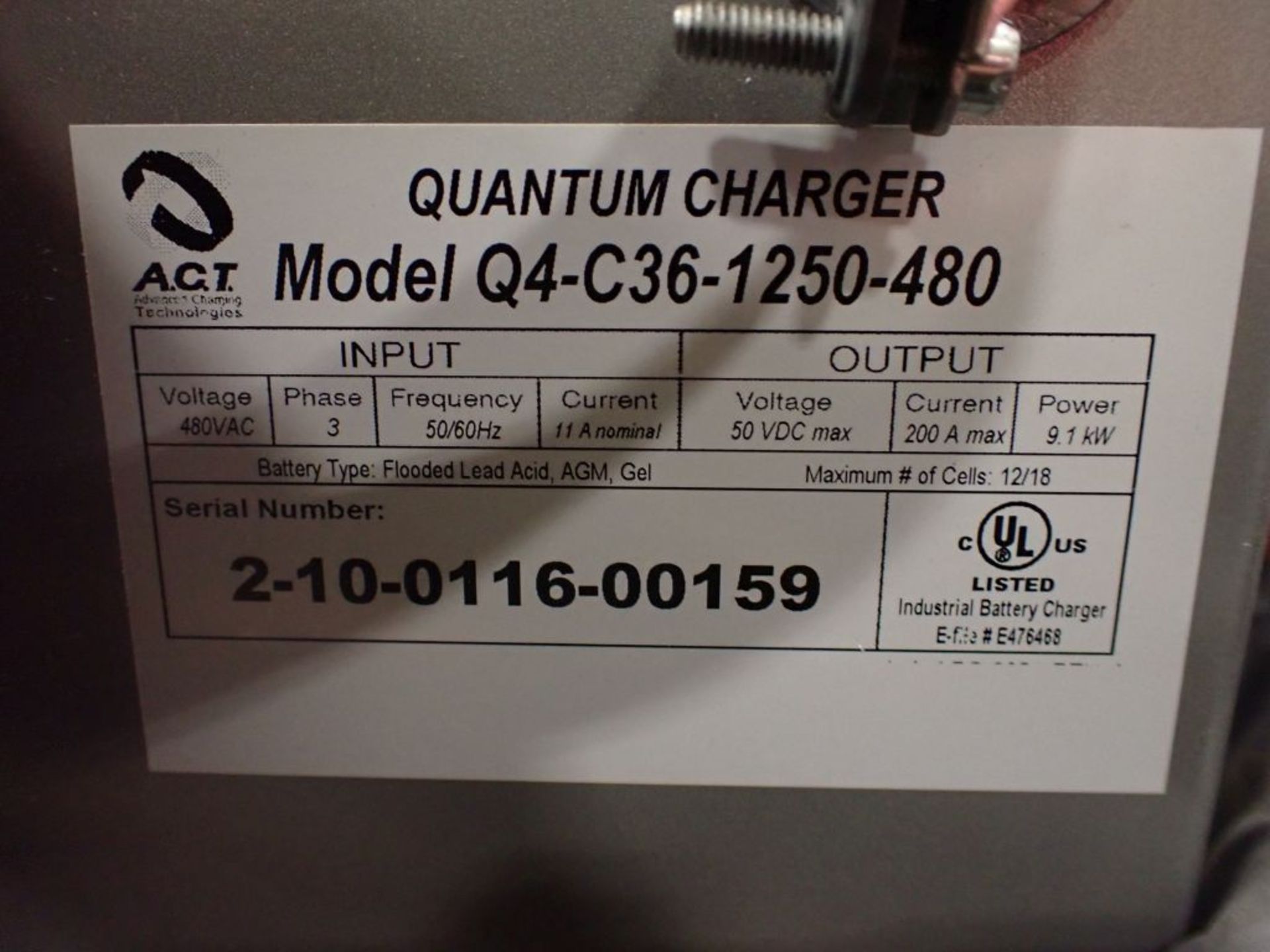 ACT Battery Charger - Model No. Q4-36-200-480; 350-G Connector; Max Output: 200 Amps; Tested & - Image 5 of 8