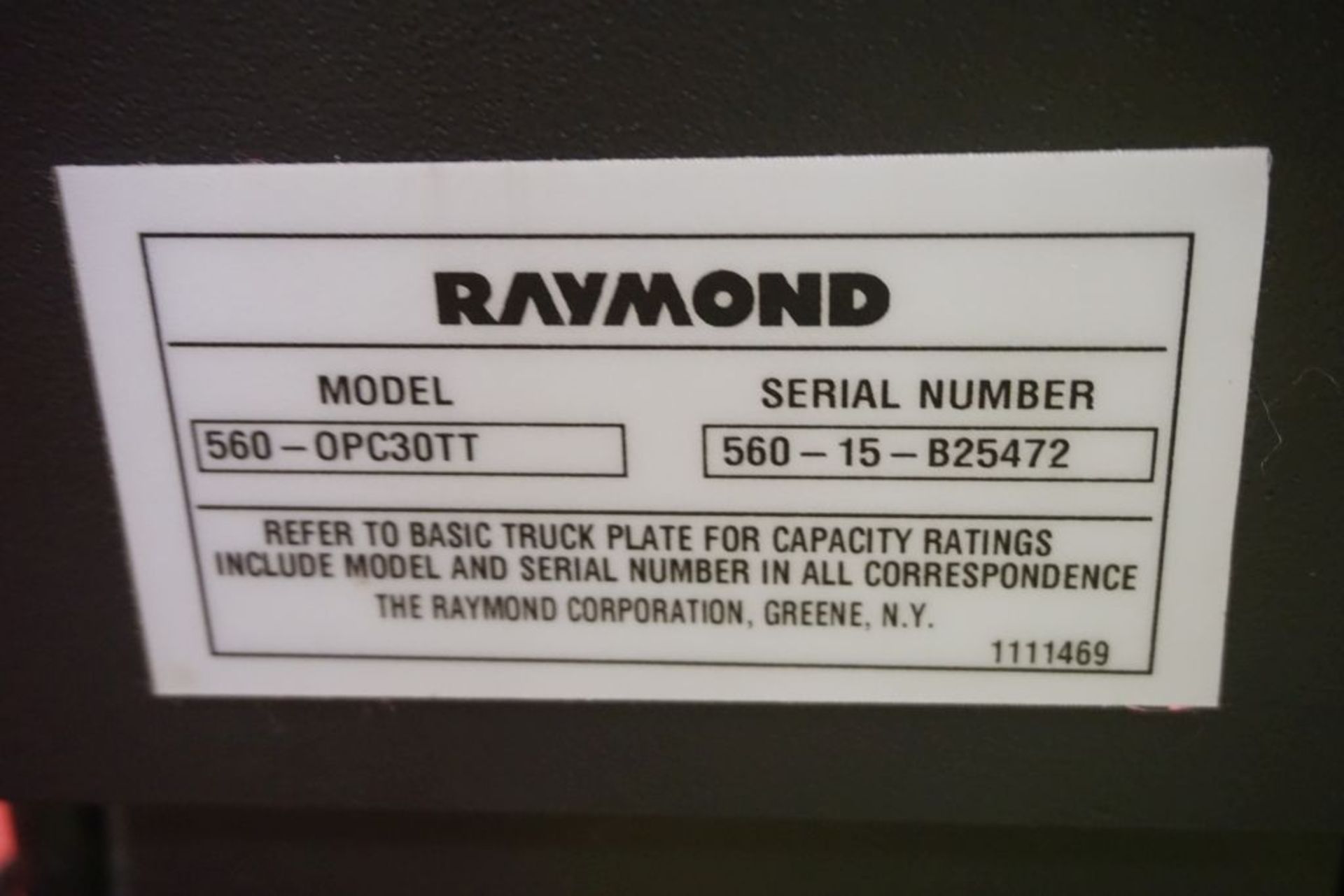 Raymond 5600 Order Picker Forklift - Model No. 560-OPC30TT; Serial No. 560-15-B25472; 36V; 3,000 - Image 14 of 21