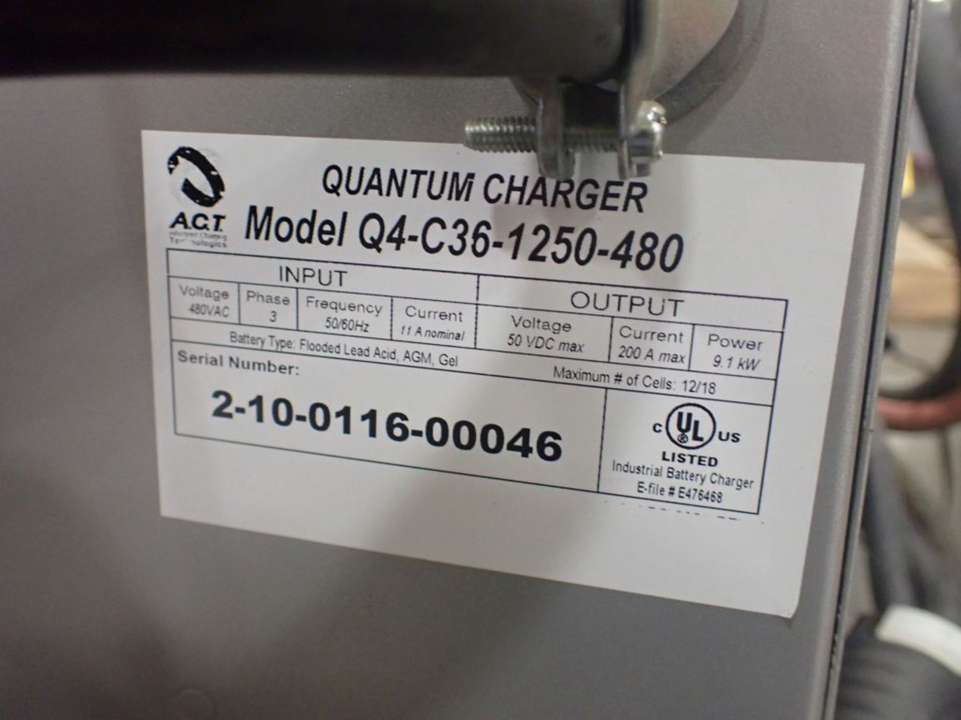 ACT Battery Charger - Model No. Q4-C36-1250-480; S/N: 2-10-0116-00046; 350-G Connector; Max - Image 5 of 7