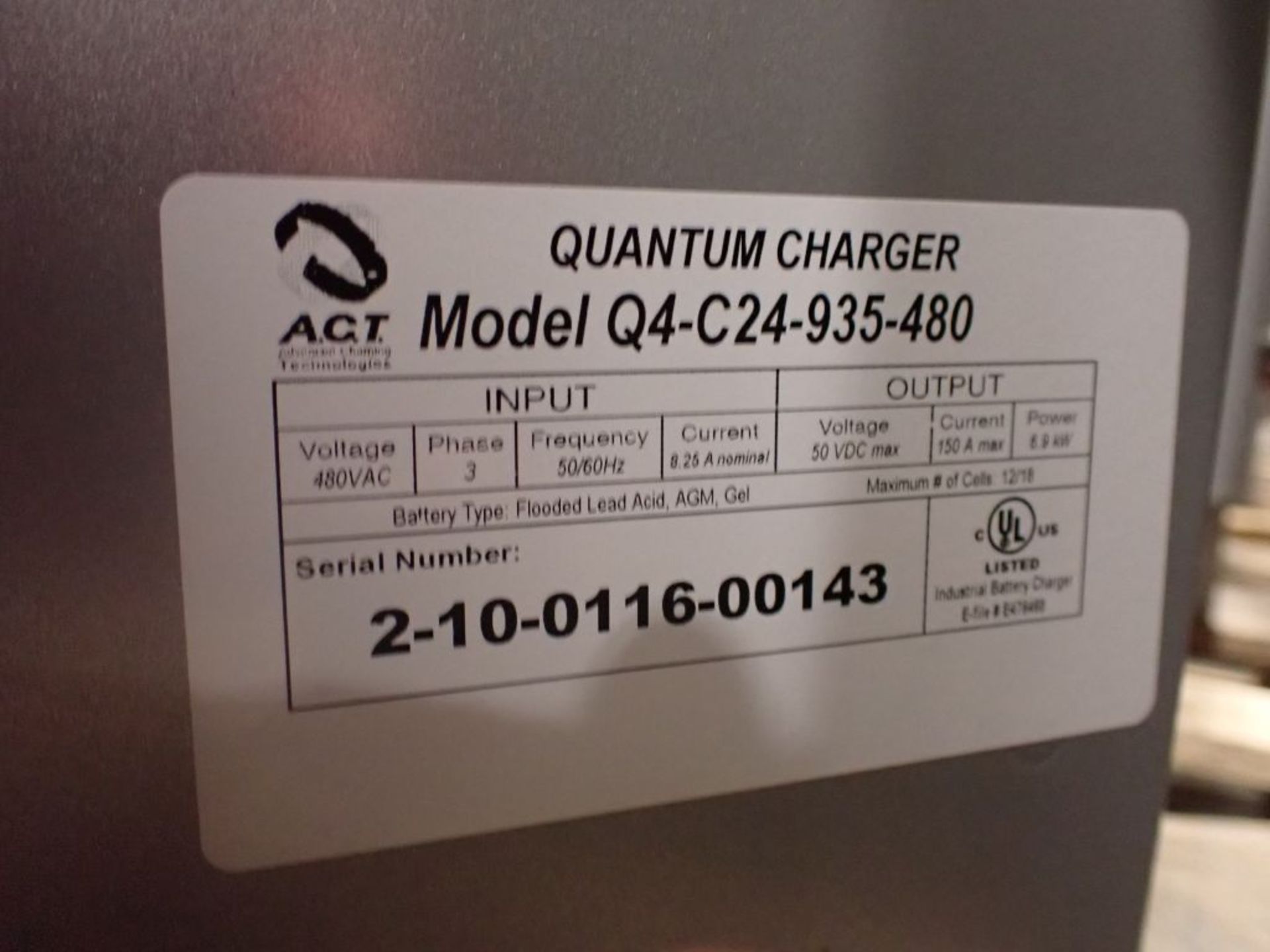 ACT Battery Charger - Model No. Q4-36-150-480-B; 175-G Connector; Max Output: 150 Amps; Tested & - Image 7 of 7