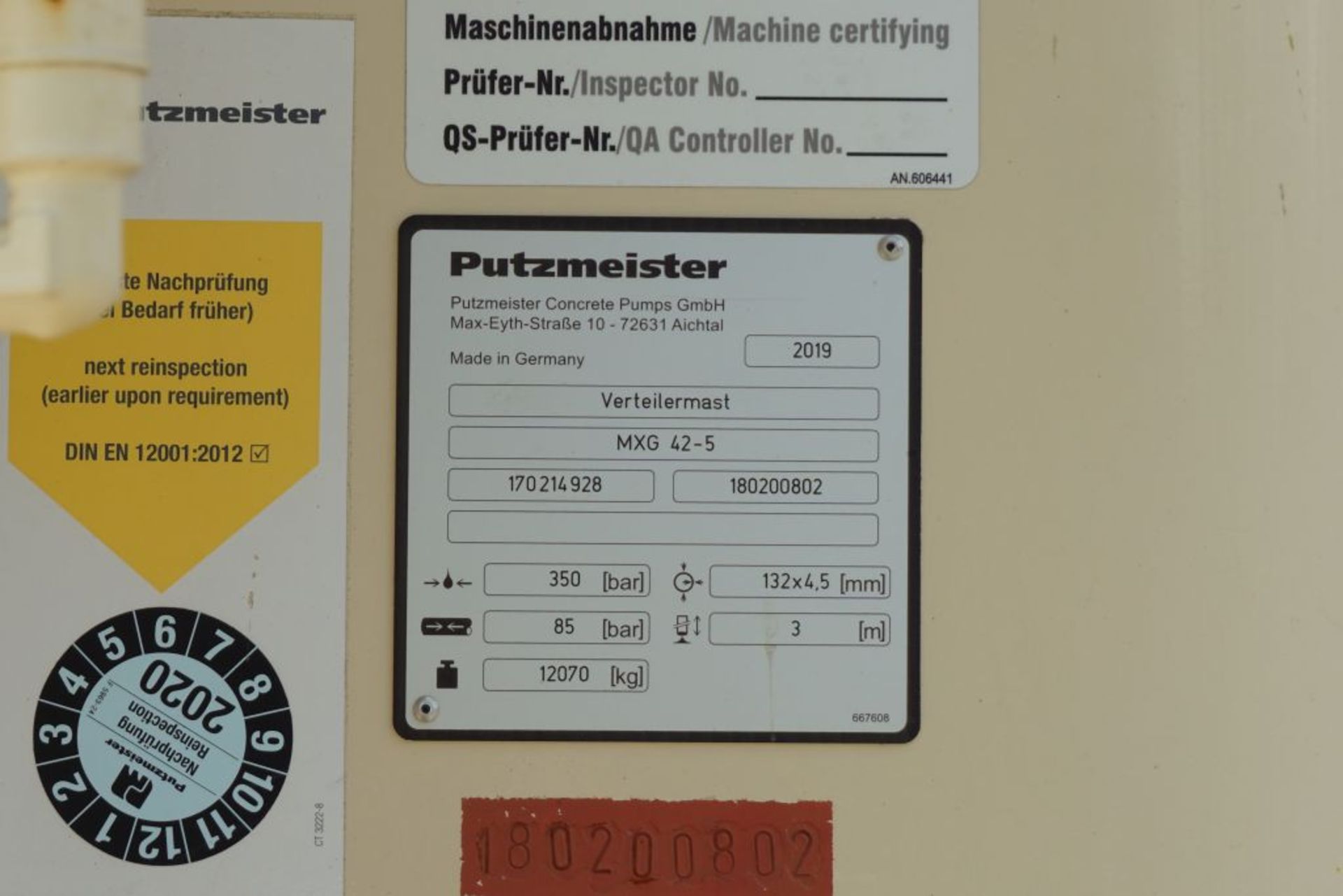 2019 Putzmeister MXG42-5 Placing Boom - B24431; 2019 Putzmeister Hydraulic Power Pack; Model No. - Image 20 of 20