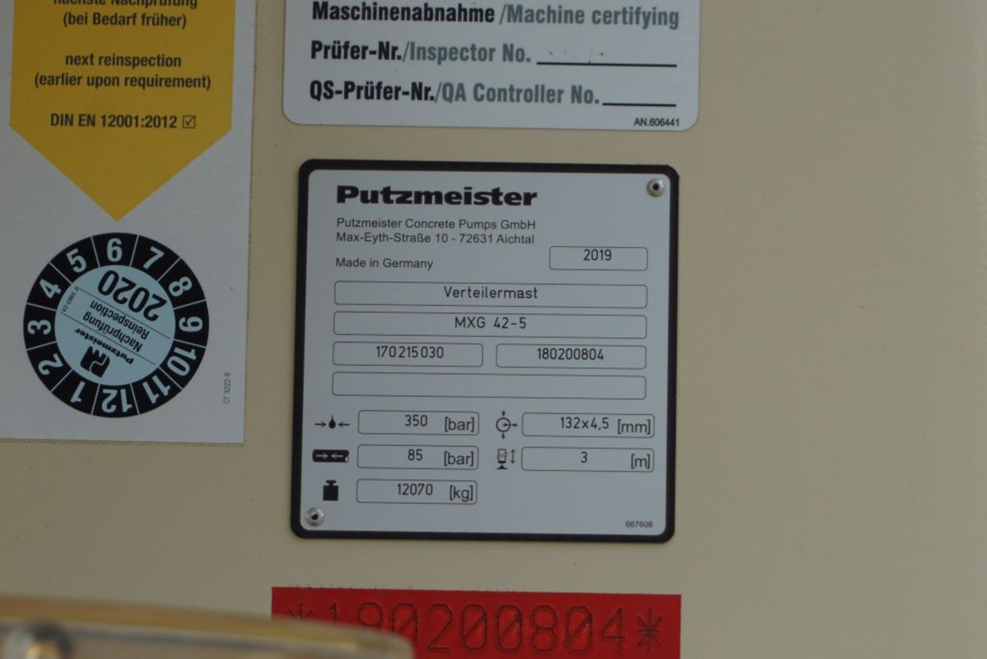 2019 Putzmeister MXG42-5 Placing Boom - B24432; 2019 Putzmeister Hydraulic Power Pack; Model No. - Image 22 of 24