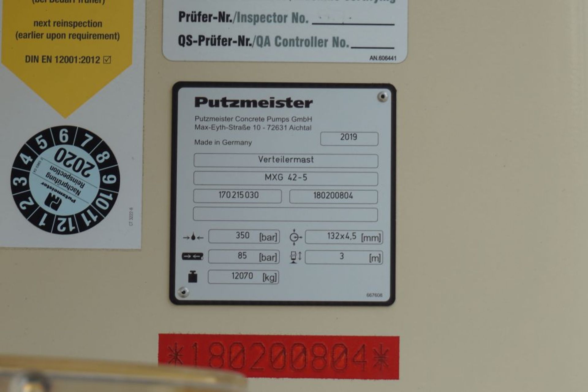 2019 Putzmeister MXG42-5 Placing Boom - B24432; 2019 Putzmeister Hydraulic Power Pack; Model No. - Image 23 of 24