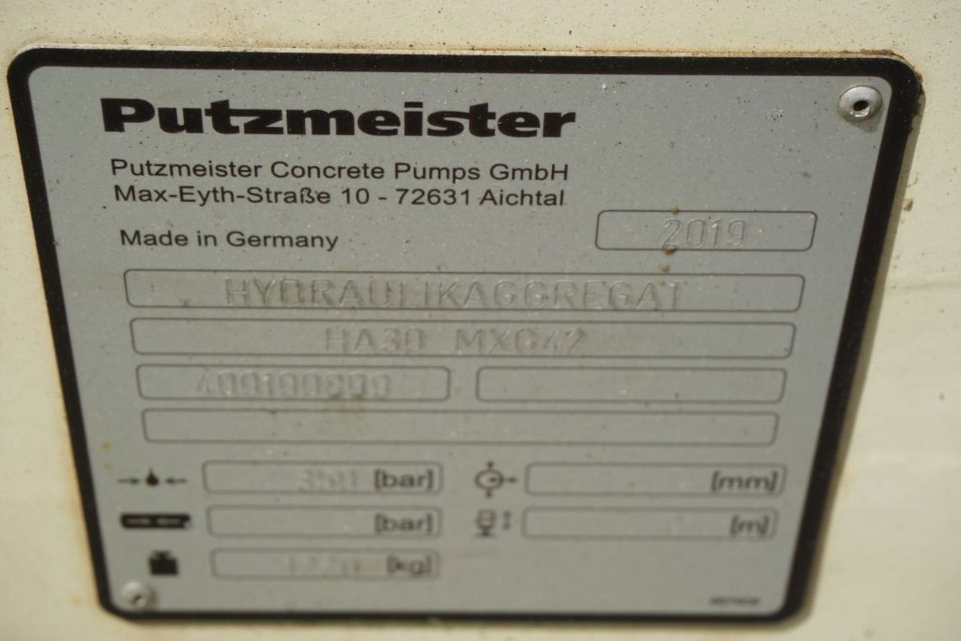 2019 Putzmeister Hydraulic Power Pack - Model No. HA 30 MXG42; Serial No. 400100809; 350 Bar; 1220 - Image 20 of 23