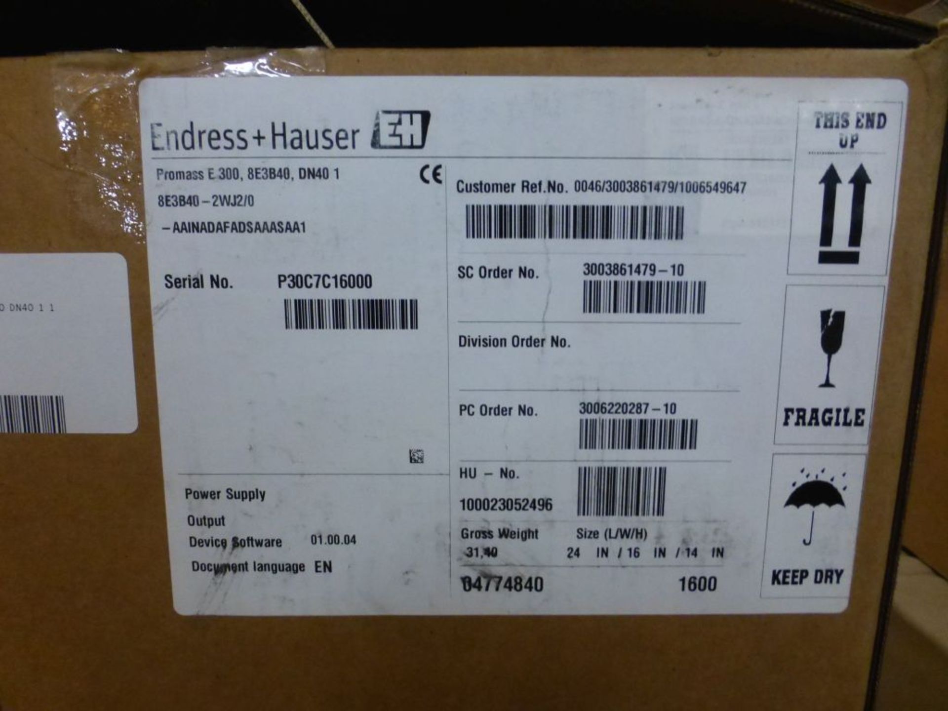 Endress Hauser Promass E300 - Model No. 8E3B40-2WJ2/0; New Surplus; Tag: 221990 - Image 3 of 6