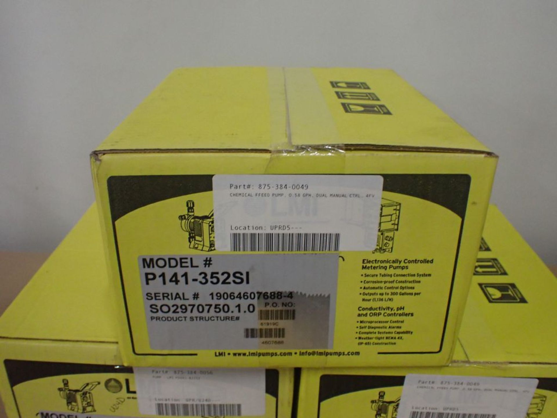 Lot of (3) LMI Chemical Feed Pumps - (2) Part No. P141-352SI; (1) Part No. PD041-822SI; New Surplus; - Image 2 of 7