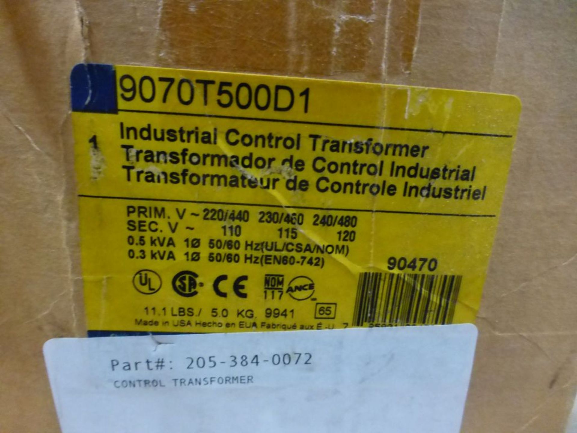 Lot of (3) Assorted Components - (2) Square D Industrial Control Transformers Part No. 9070T500D1, - Image 5 of 6