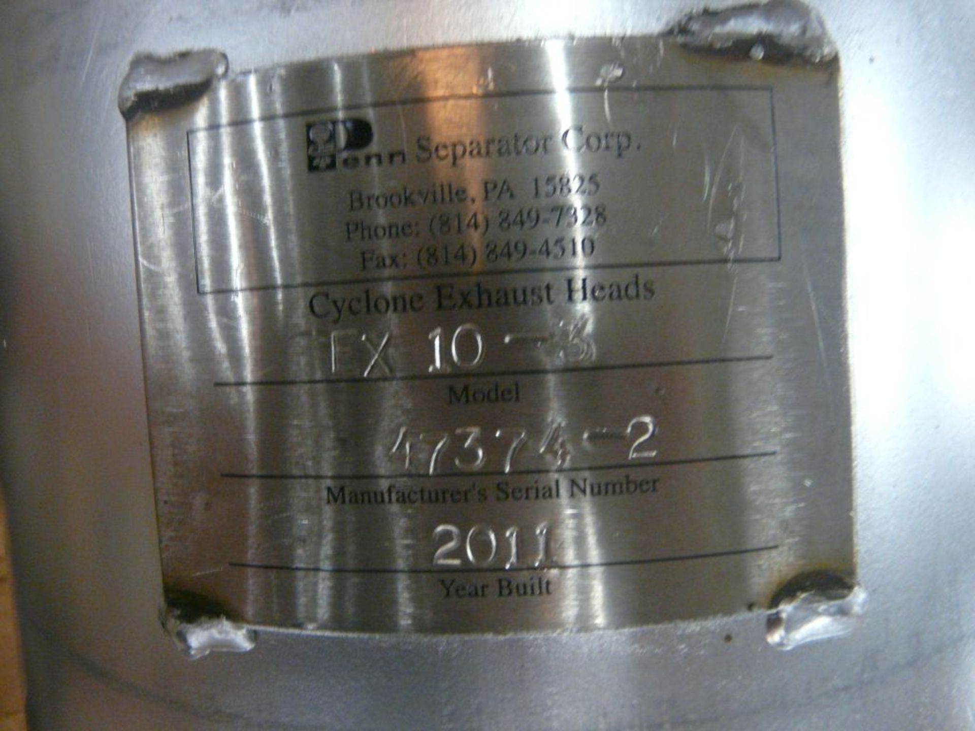 Cyclone Exhaust Head - Model No. EX 10-3; Serial No. 47374-2; New Surplus; Tag: 224540 - Image 6 of 7